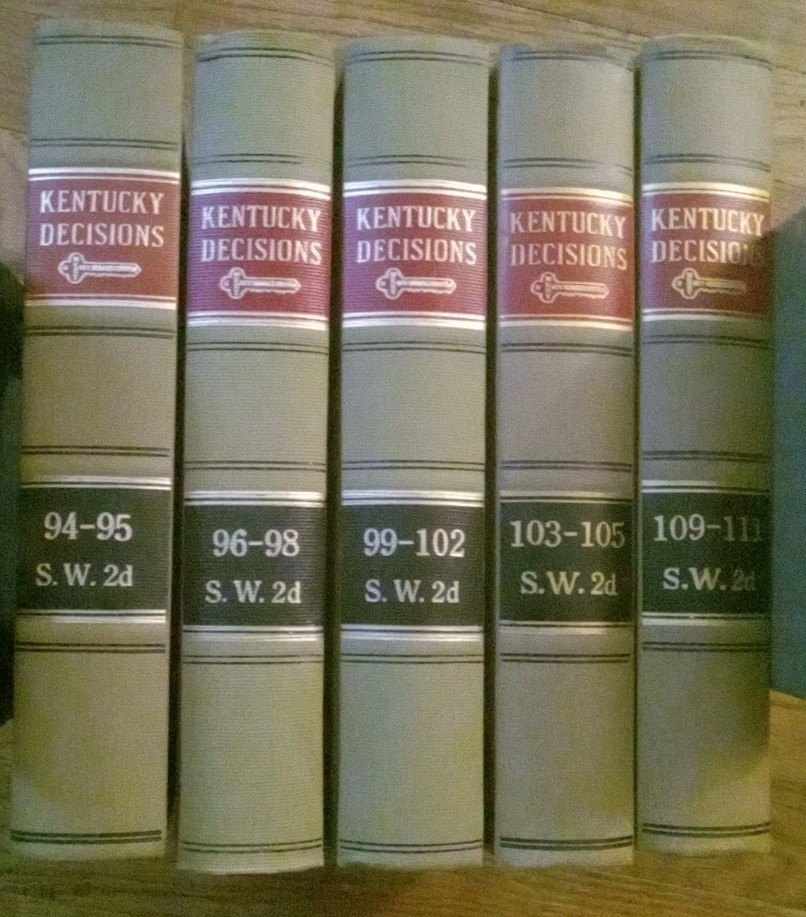 South Western Reporter 2nd Series Kentucky Decisions 94-105, And 109-111 Revised