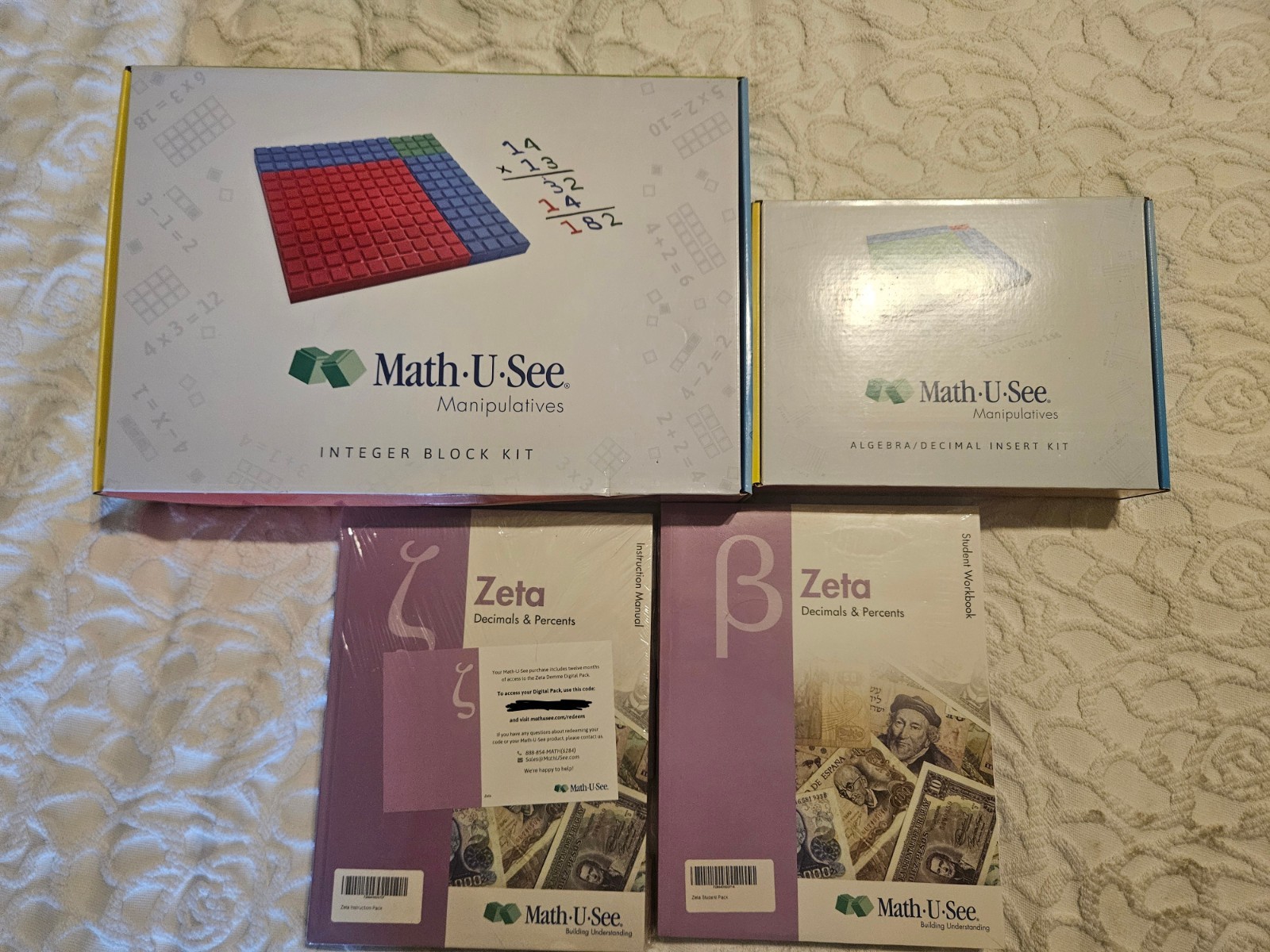 Math U See Zeta Instruction Manual, Workbook, Tests, DVD, Block Kits NEW