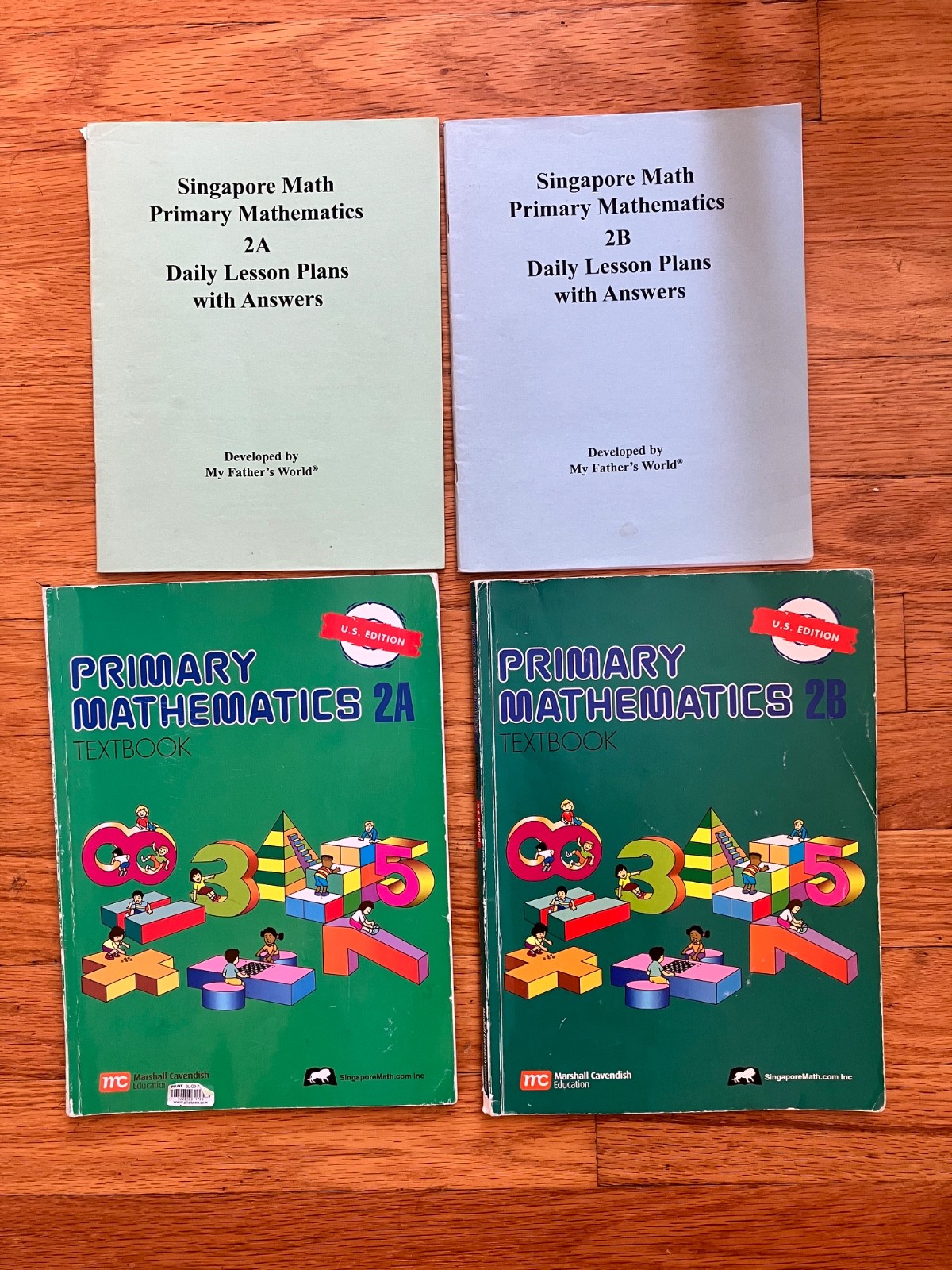 Singapore Math Primary Mathematics 2A and 2B Text + Daily Lesson Plans W/ Answer