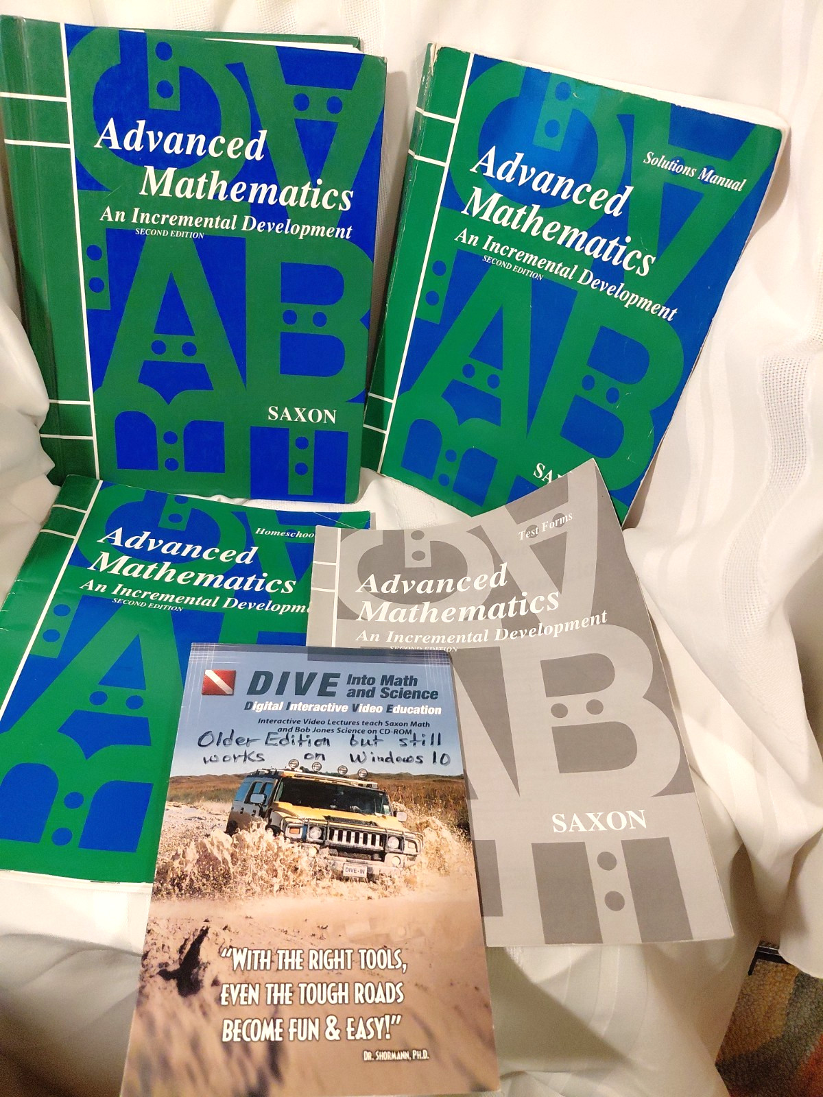 Set of 5 Saxon Advanced Math Text Solutions Tests Homeschool Packet & Dive CD