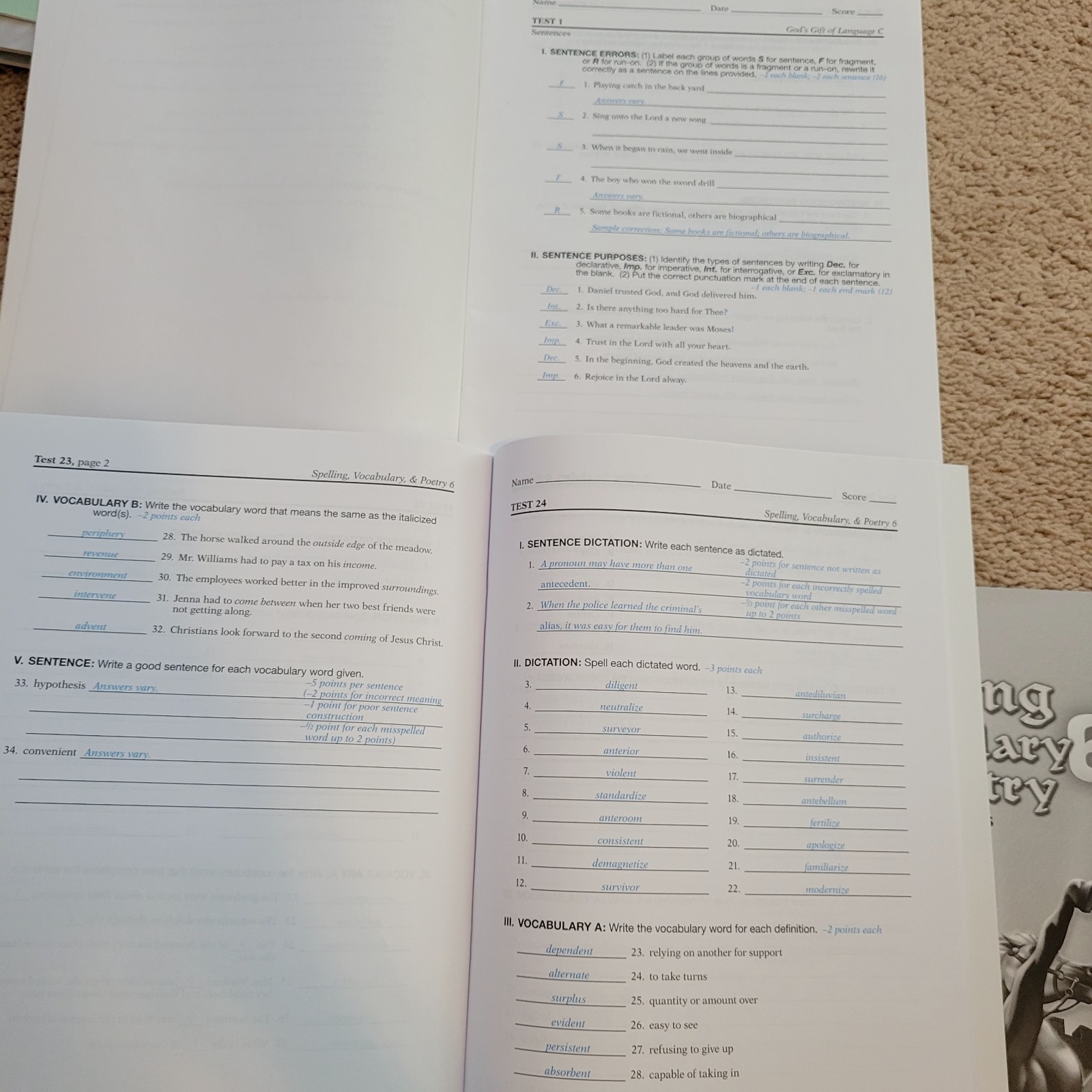 Abeka 6th Grade Language, History, Science, Health, Math, 19 Books