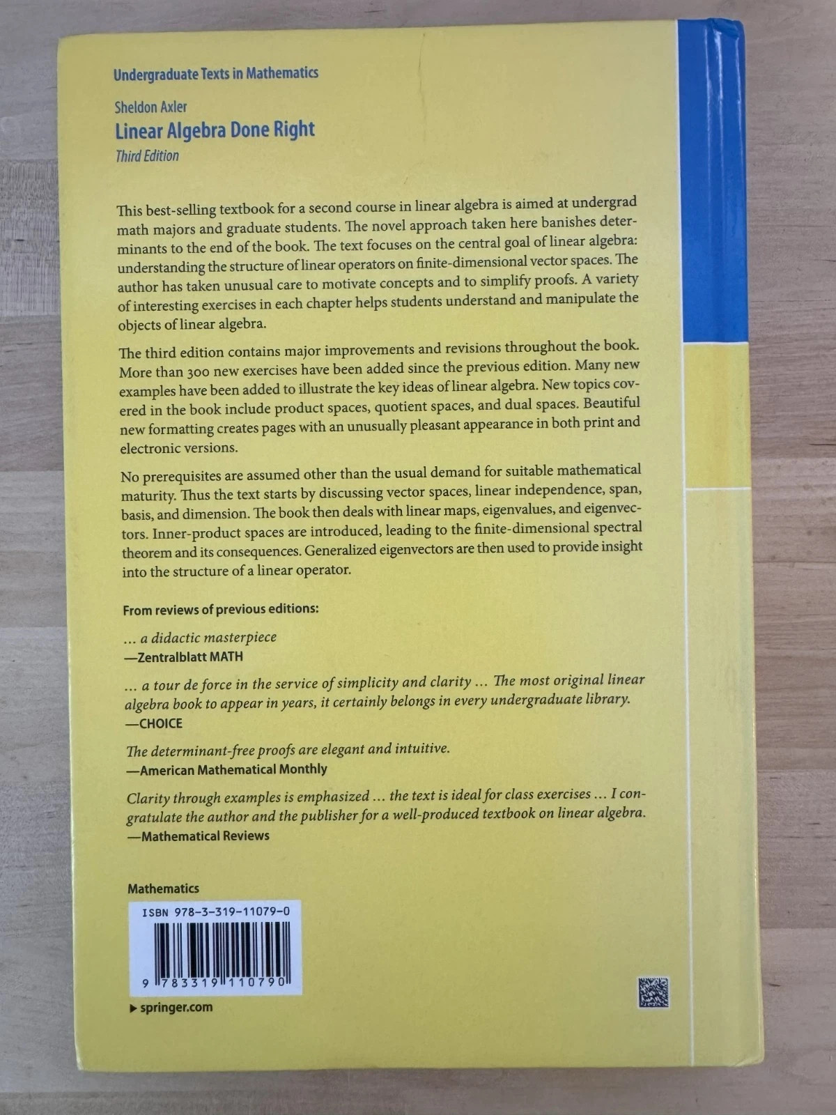 Undergraduate Texts in Mathematics Ser.: Linear Algebra Done Right by Sheldon…