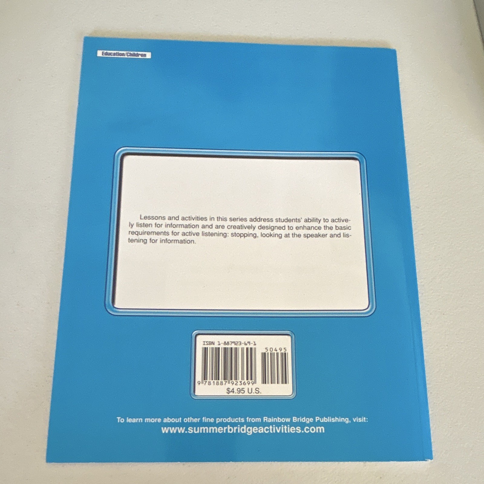 Summer Bridge Activities Listening Skills Grade 1 PB Workbook Illustrated