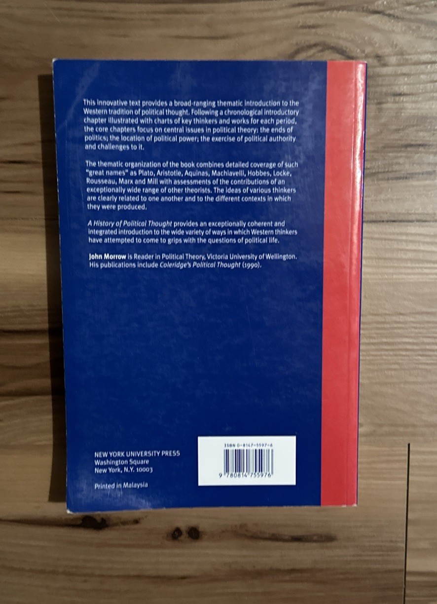 History of Political Thought : A Thematic Introduction by John Morrow (1998,…