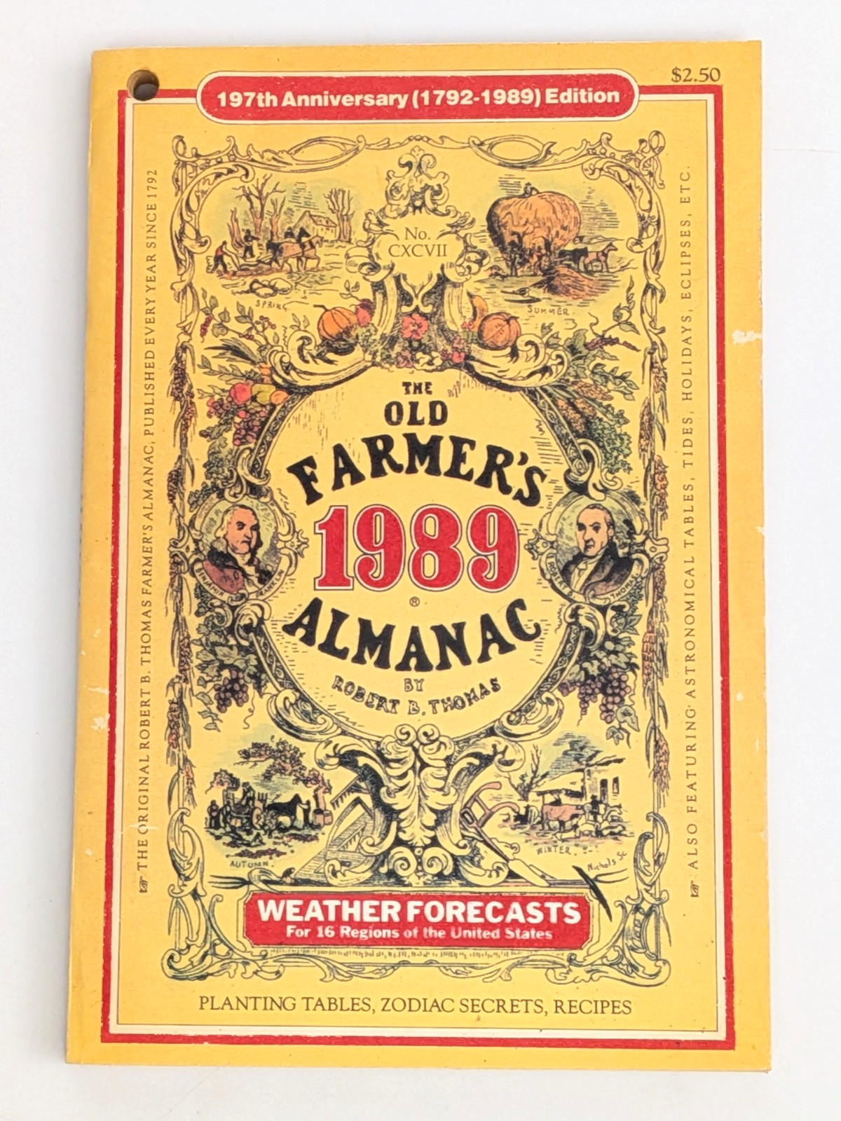 1989 THE OLD FARMERS ALMANAC 197th ANNIVERSARY Planting Zodiac Secrets Recipe