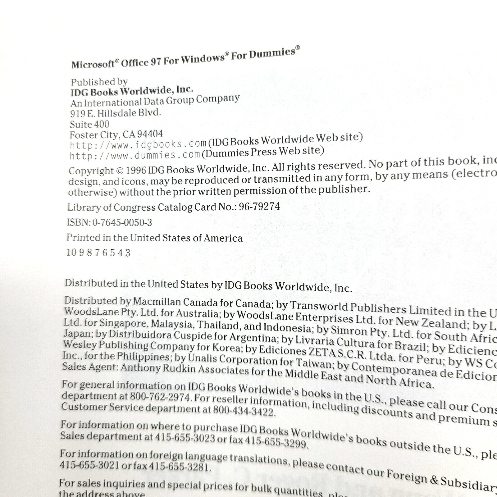 MICROSFOFT OFFICE 97 FOR WINDOWS FOR DUMMIES : Wallace Wang and Roger C. Parker