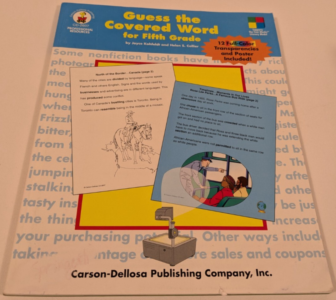 Four-Blocks Guess the Covered Word for 5th Grade Carson-Dellosa English Teacher