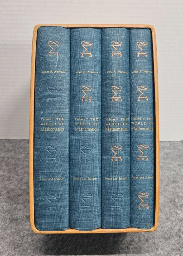 The World of Mathematics Volumes 1-4 by James R. Newman 1956 Hardcover Vintage