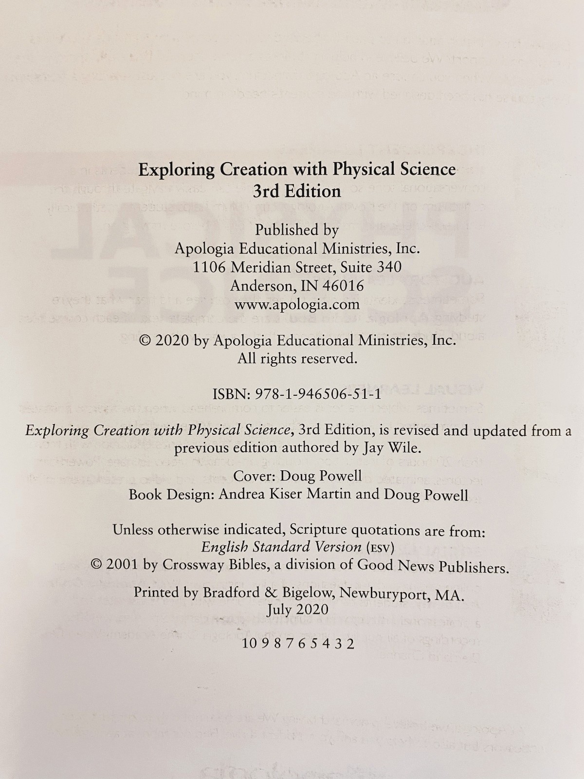 Apologia Exploring Creation with Physical Science 3rd Edition by Dr Jay L. Wile