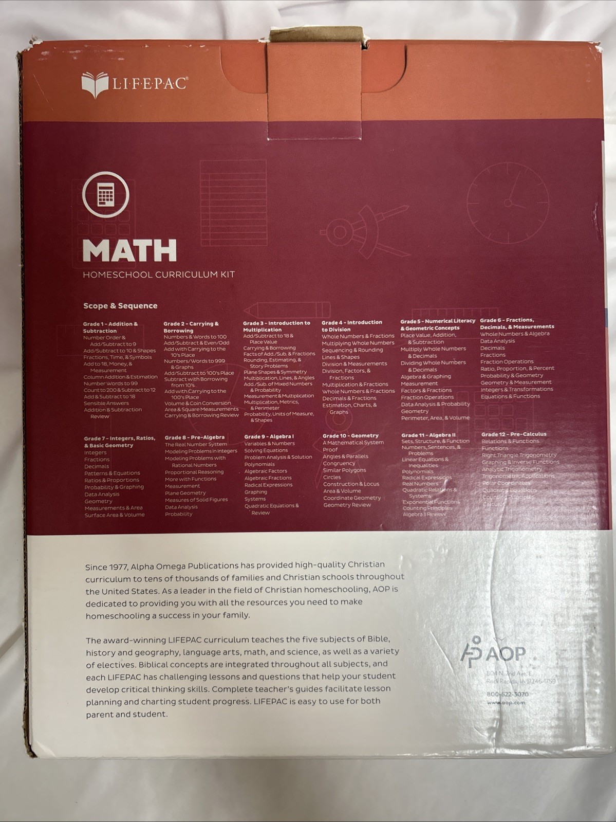 AOP Lifepac Math Curriculum Kit 3rd Grade Textbook Mathematics Book