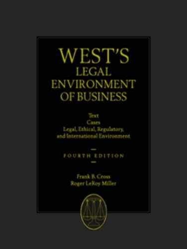 West’s Legal Environment of – Hardcover, by Cross Frank B.; – Acceptable n