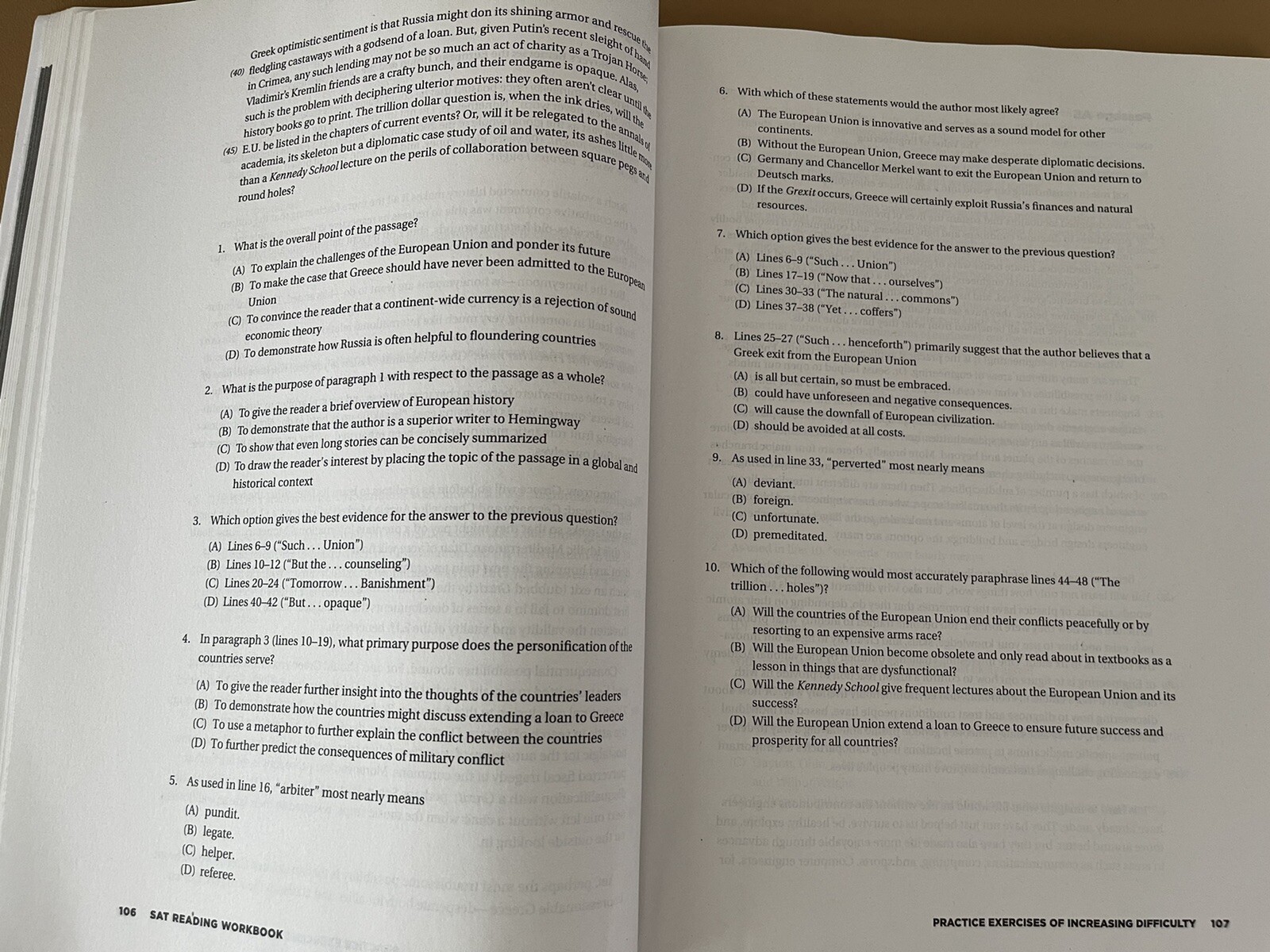 BARRON’S SAT READING WORKBOOK (BARRON’S TEST PREP) By Stewart Brian W. M.ed.