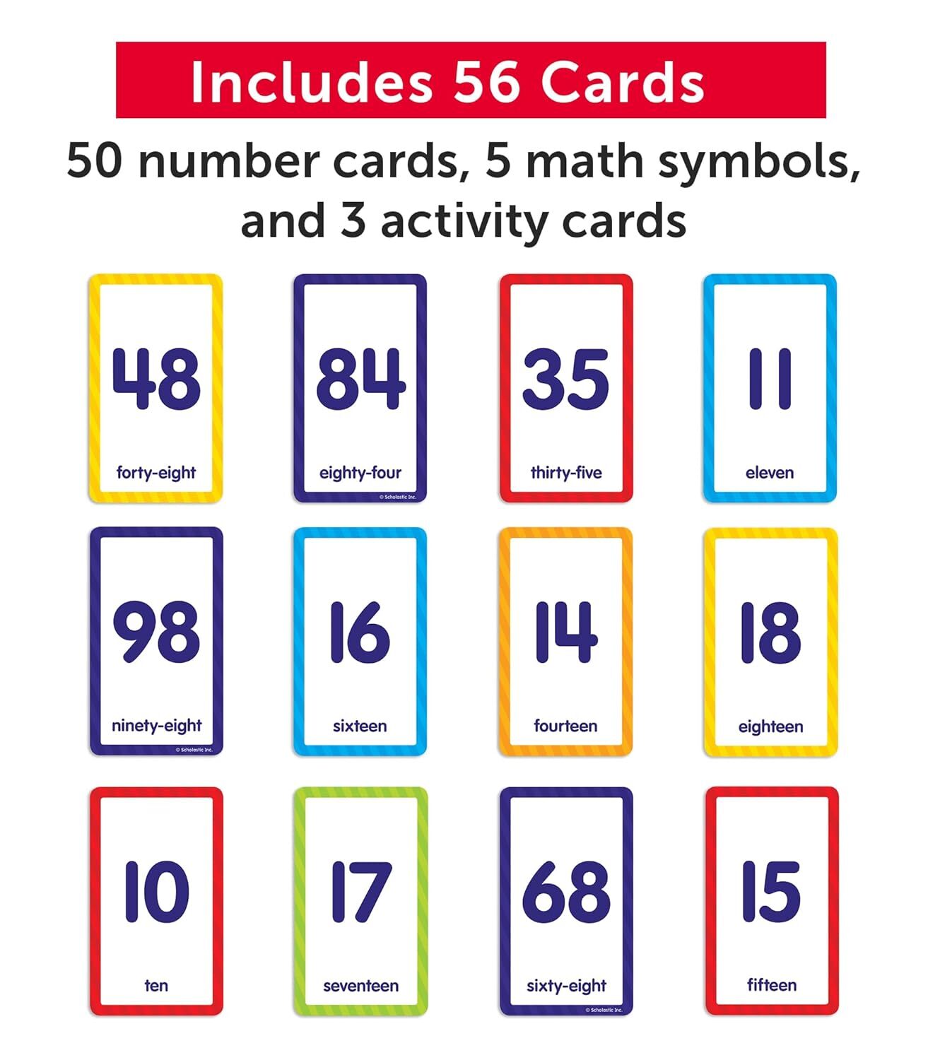 Flash Cards: Numbers 0 – 100, 56 cards , Ages 3 4 5 6 Preschool 3 Language Engli