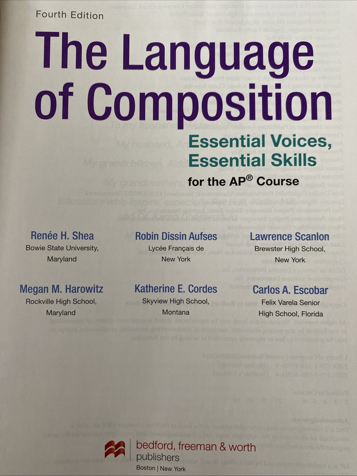 The Language of Composition 4th Ed Advanced AP Course Hardcover 2023