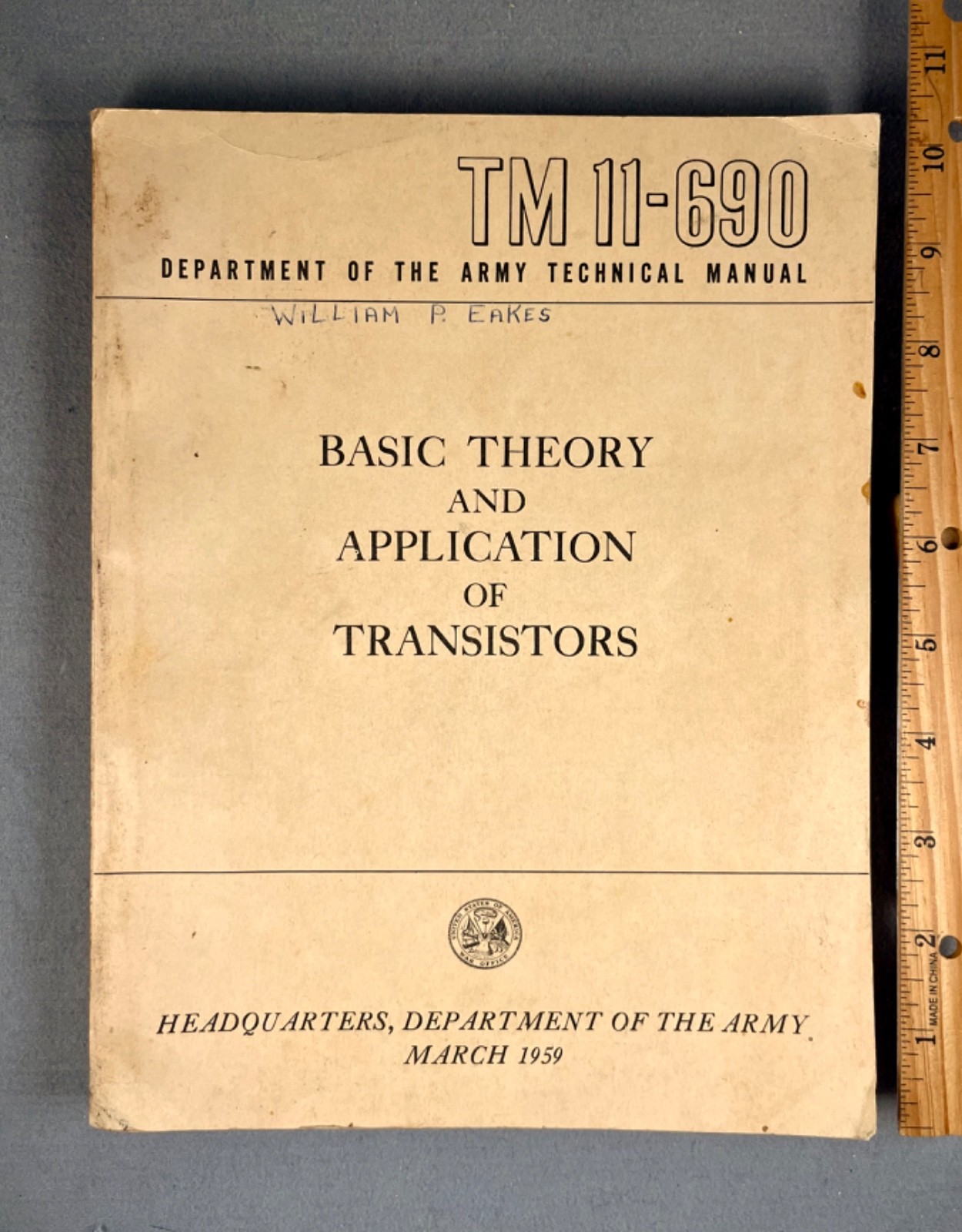 Basic Theory and Application of Transistors TM11-690 Vintage 1959 Army Manual
