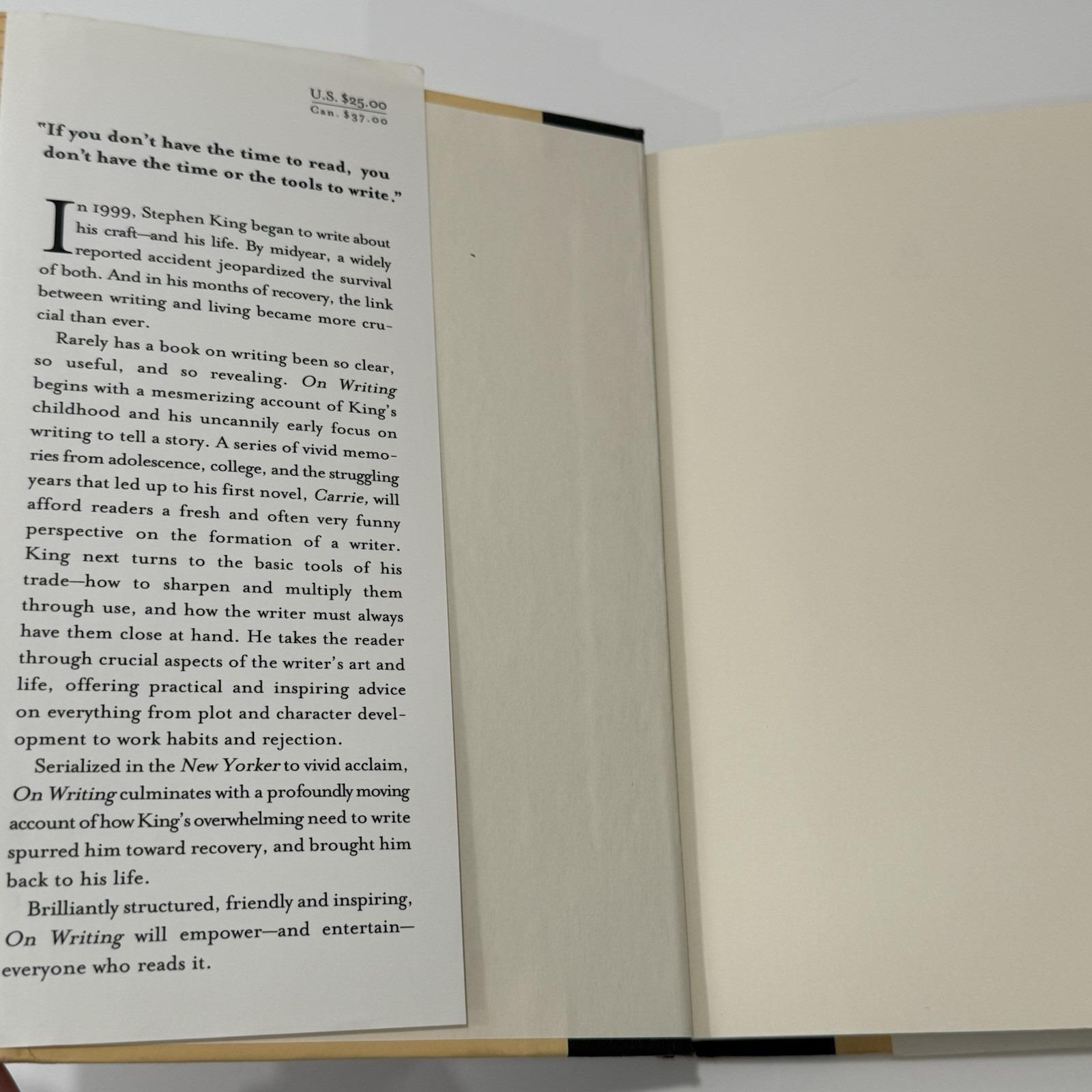 Stephen King On Writing FIRST EDITION FIRST PRINTING Hardcover with Dust Jacket