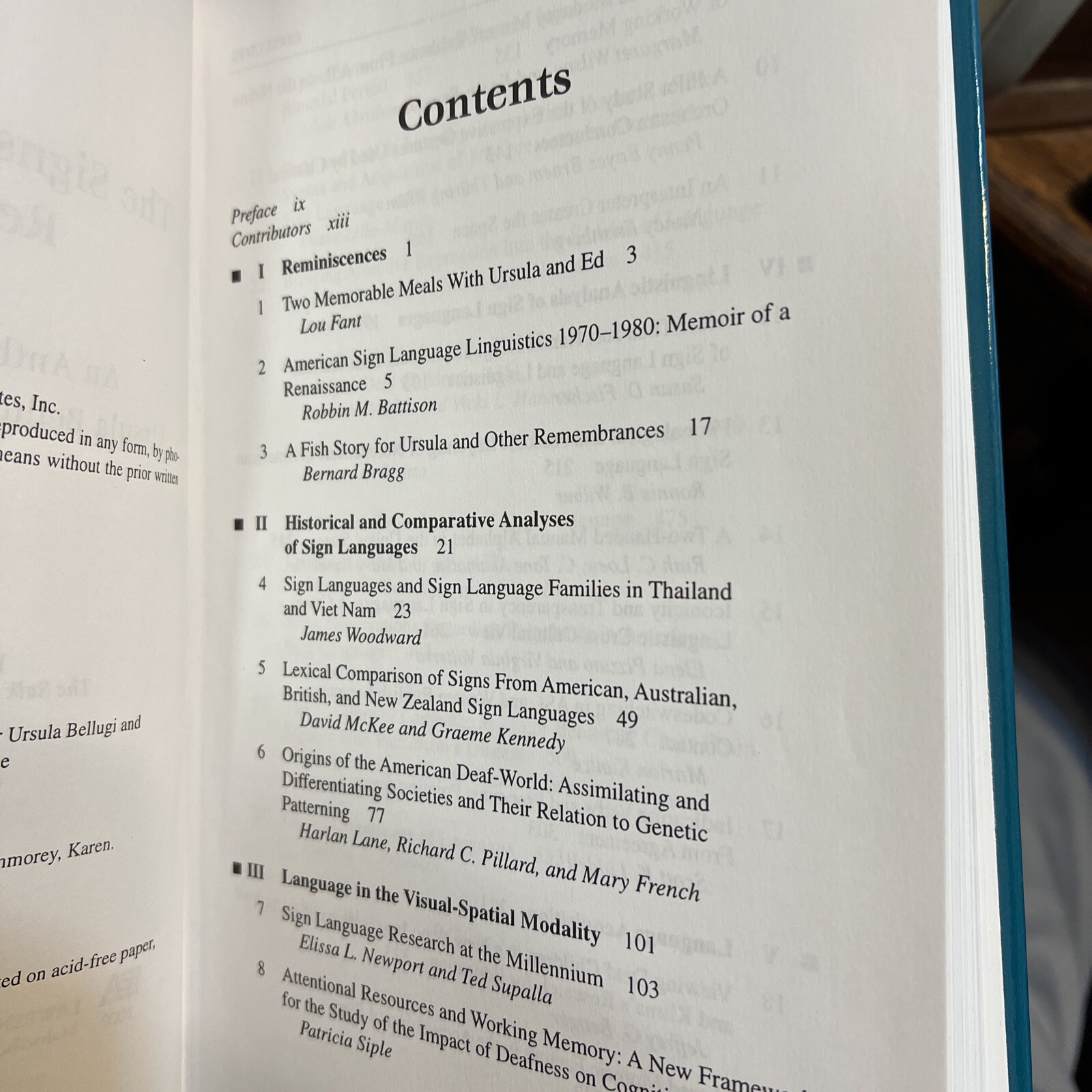 The Signs of Language Revisited: An Anthology to Honor Ursula Bellugi