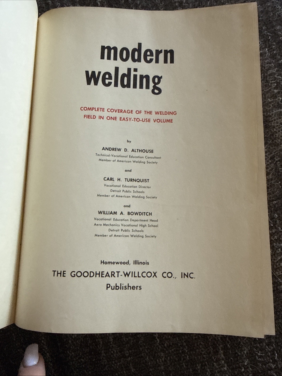 Modern Welding Book 1967 Althouse Turnquist Bowditch HC Vintage
