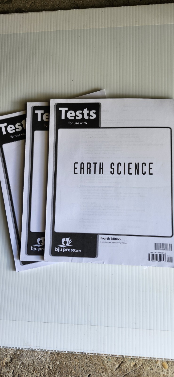 BJU Press Earth Science Tests Fourth Edition in Good Condition