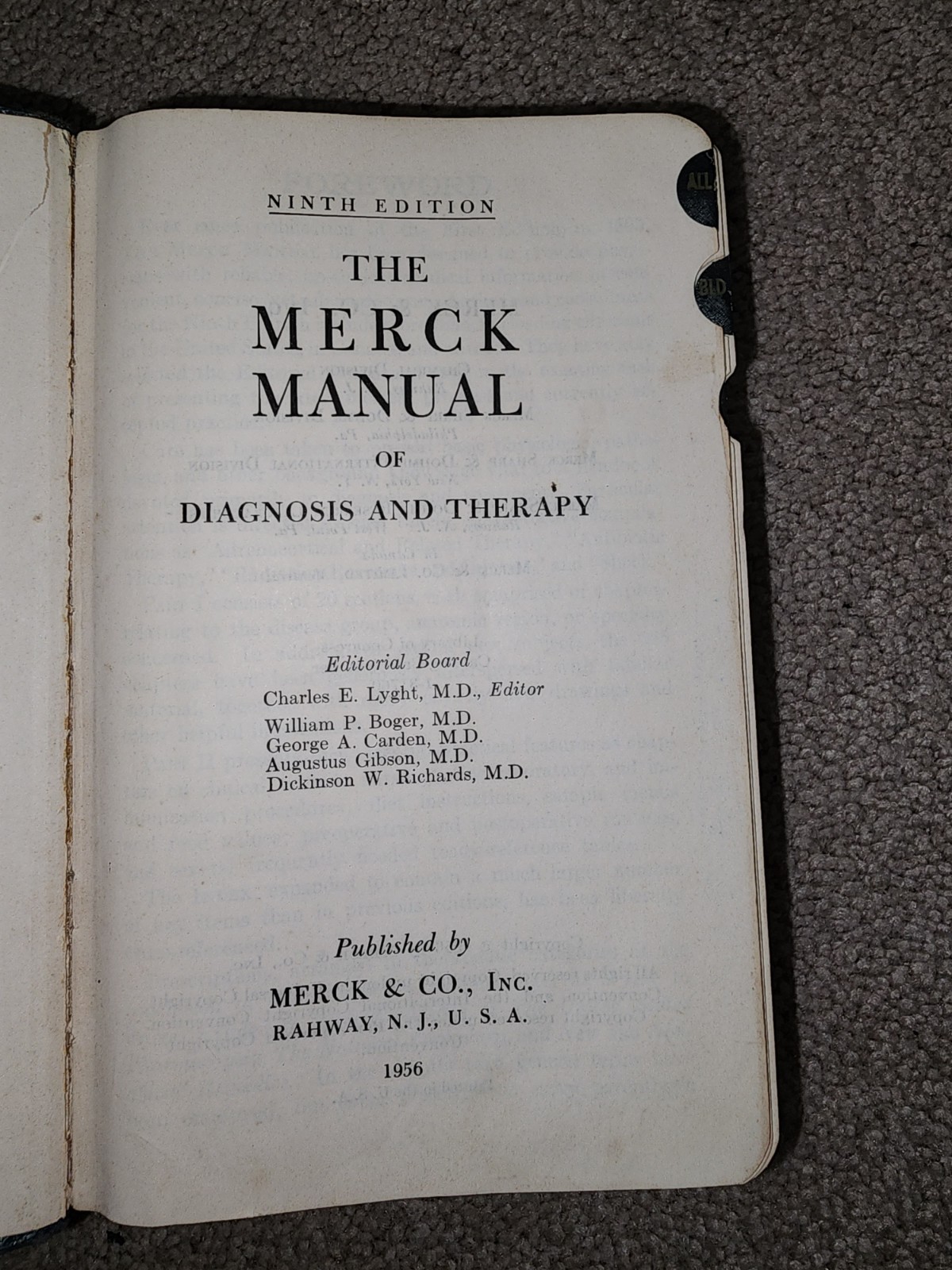 Vintage Merck Manual – Ninth Edition – 1959 Hardcover