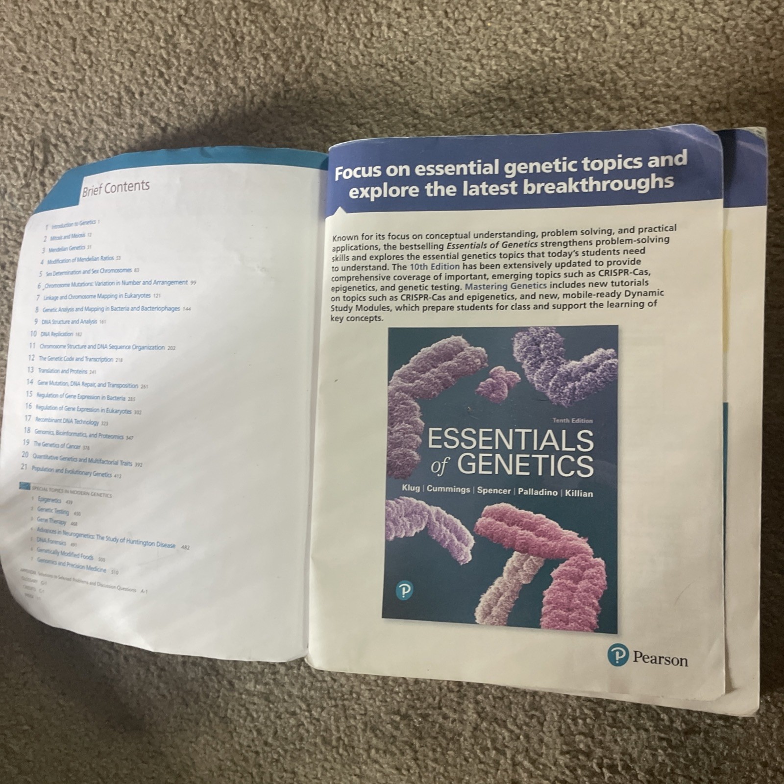 Essentials of Genetics (Tenth Edition) by Klug, Cummings – Paperback