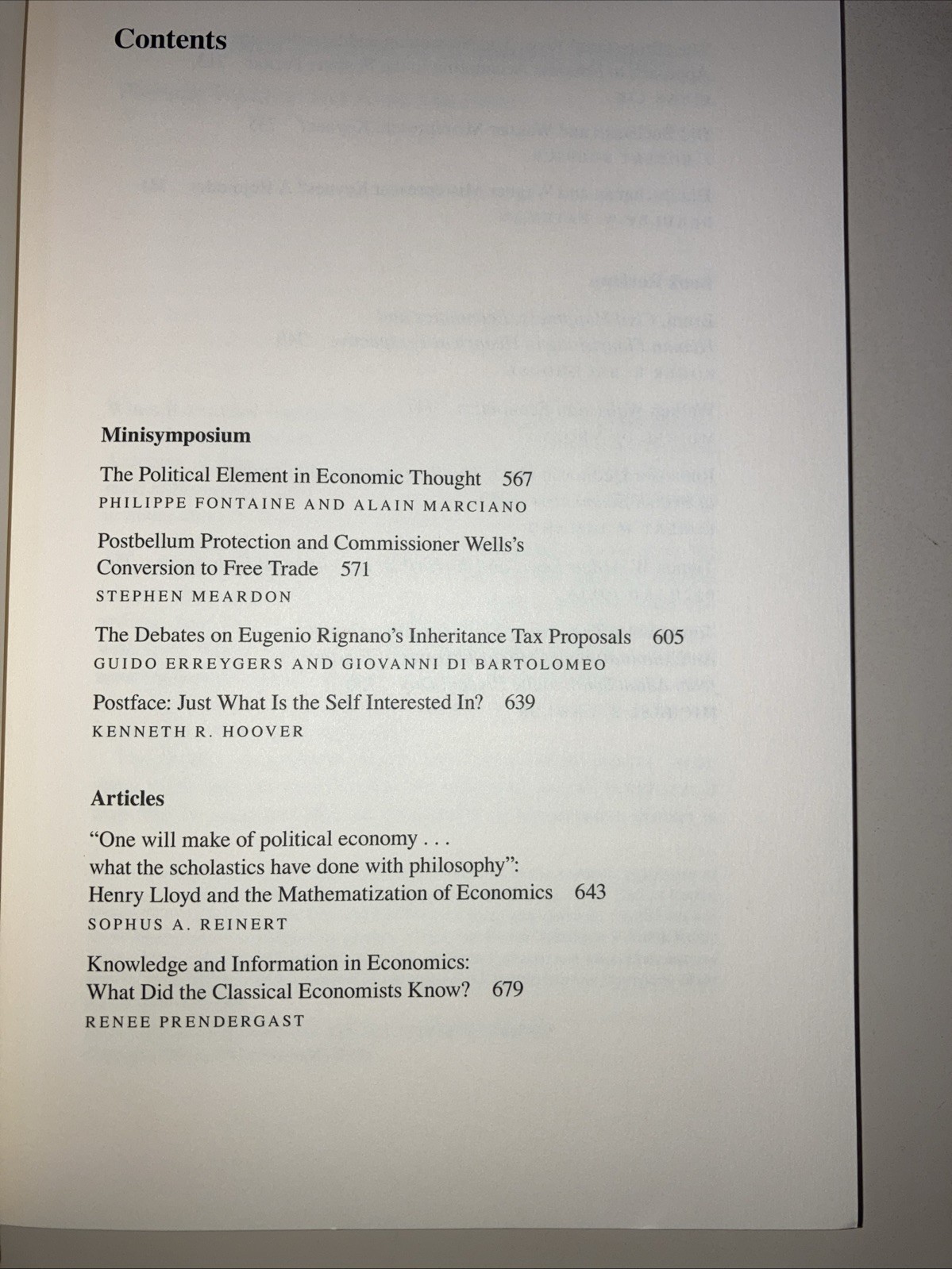History of Political Economy Vol 39 No 1-4 SC 2007 Duke University Press Good
