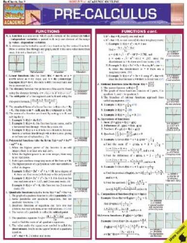Pre-Calculus (Quickstudy: Academic) – Pamphlet By BarCharts, Inc. – GOOD
