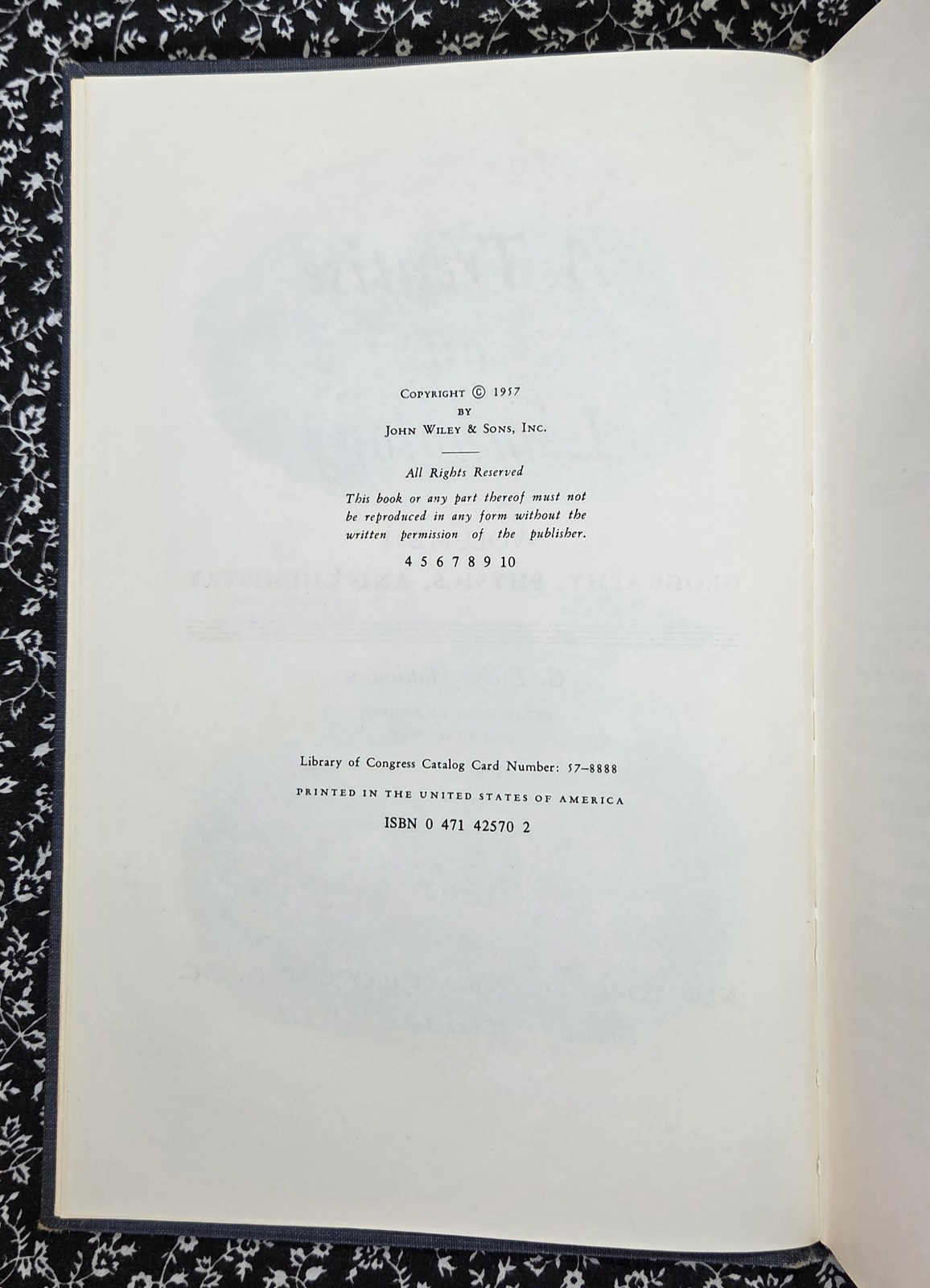 A Treatise on Limnology, Volume 1, G. Evelyn Hutchinson, 1957, HC
