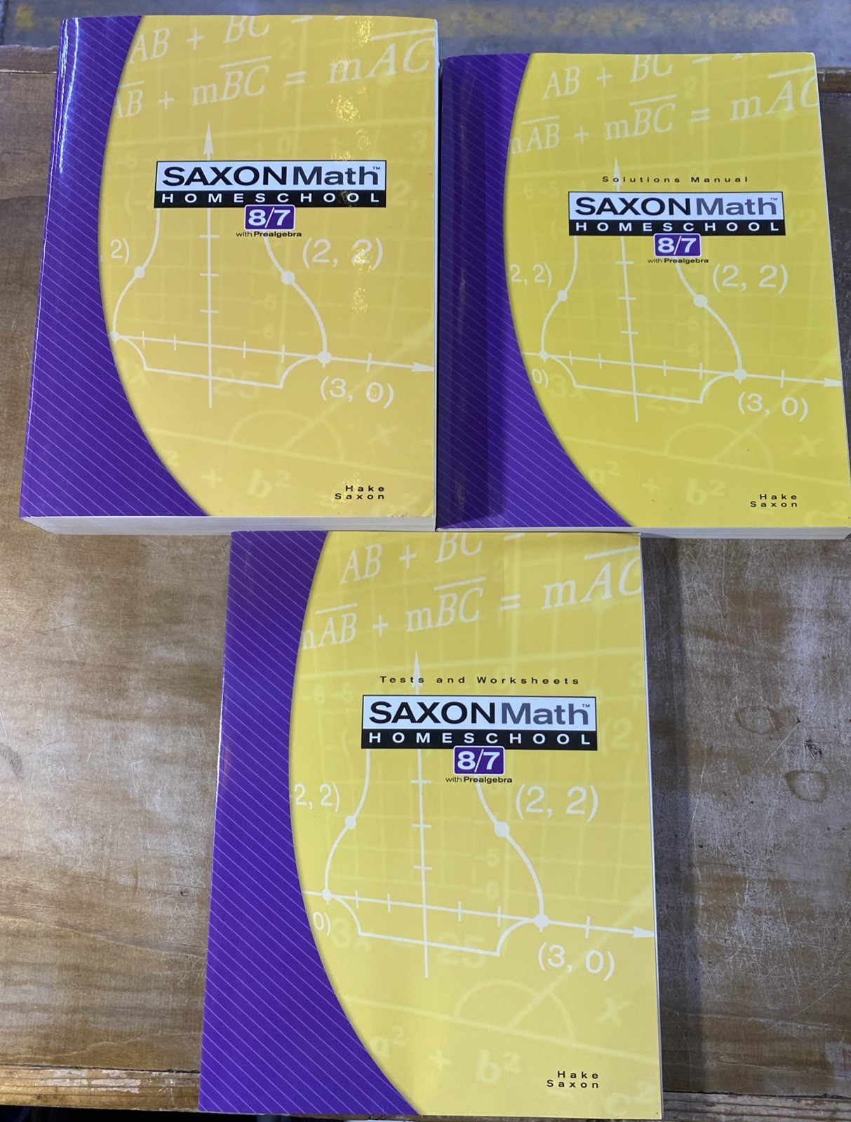Saxon Math Homeschool 8/7 With Prealgebra Textbook + Solutions Manual + Tests &