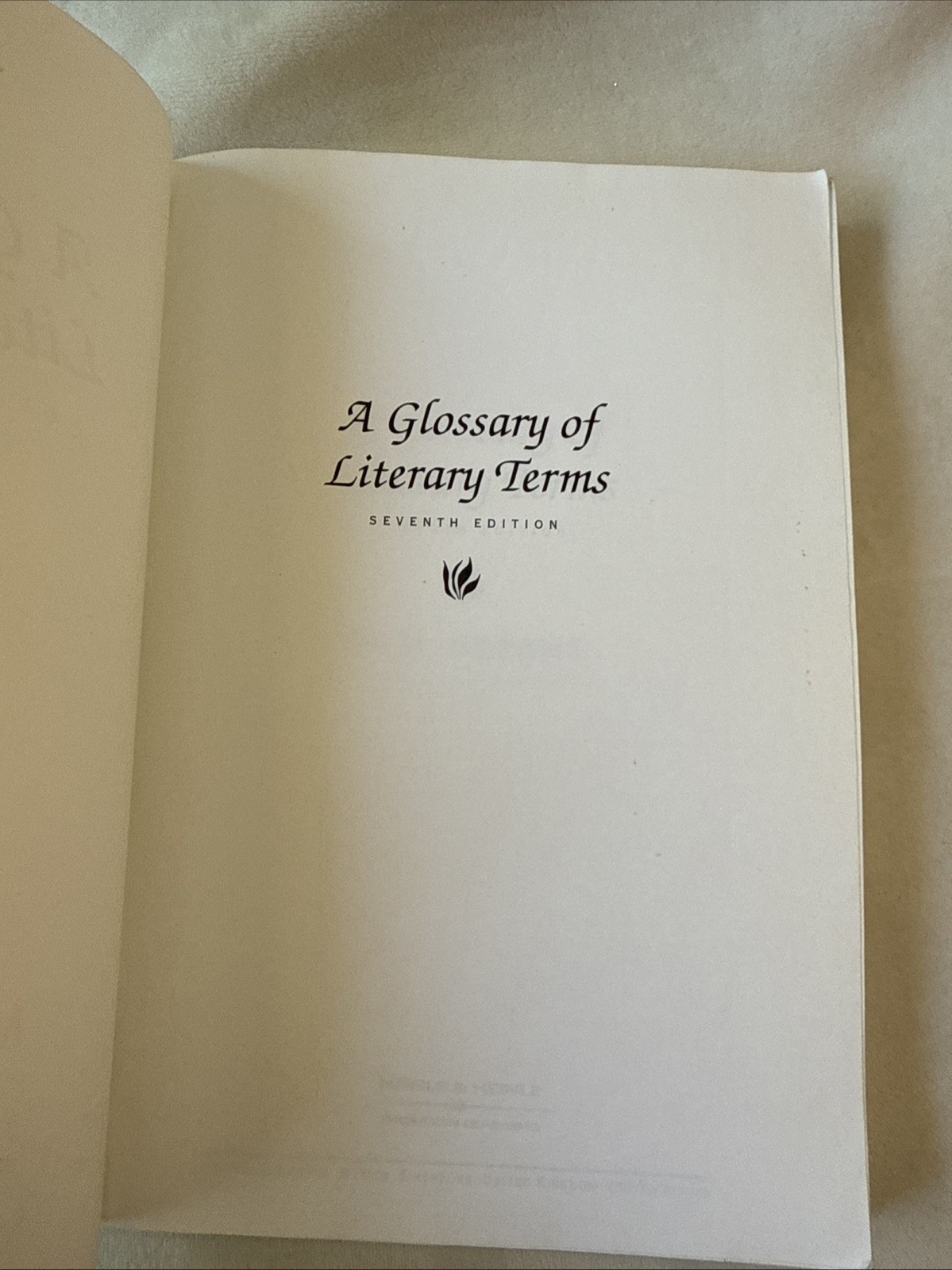 A Glossary Of Literary Terms Seven Edition M. H. Abrams