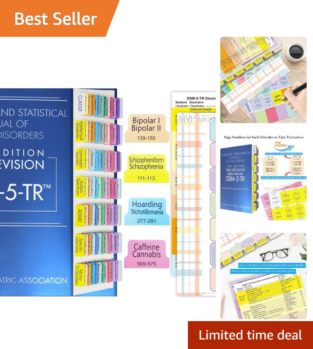 2022 DSM-5-TR Index Tabs – 100 Colorful, Tear-Resistant Tabs for Quick Reference