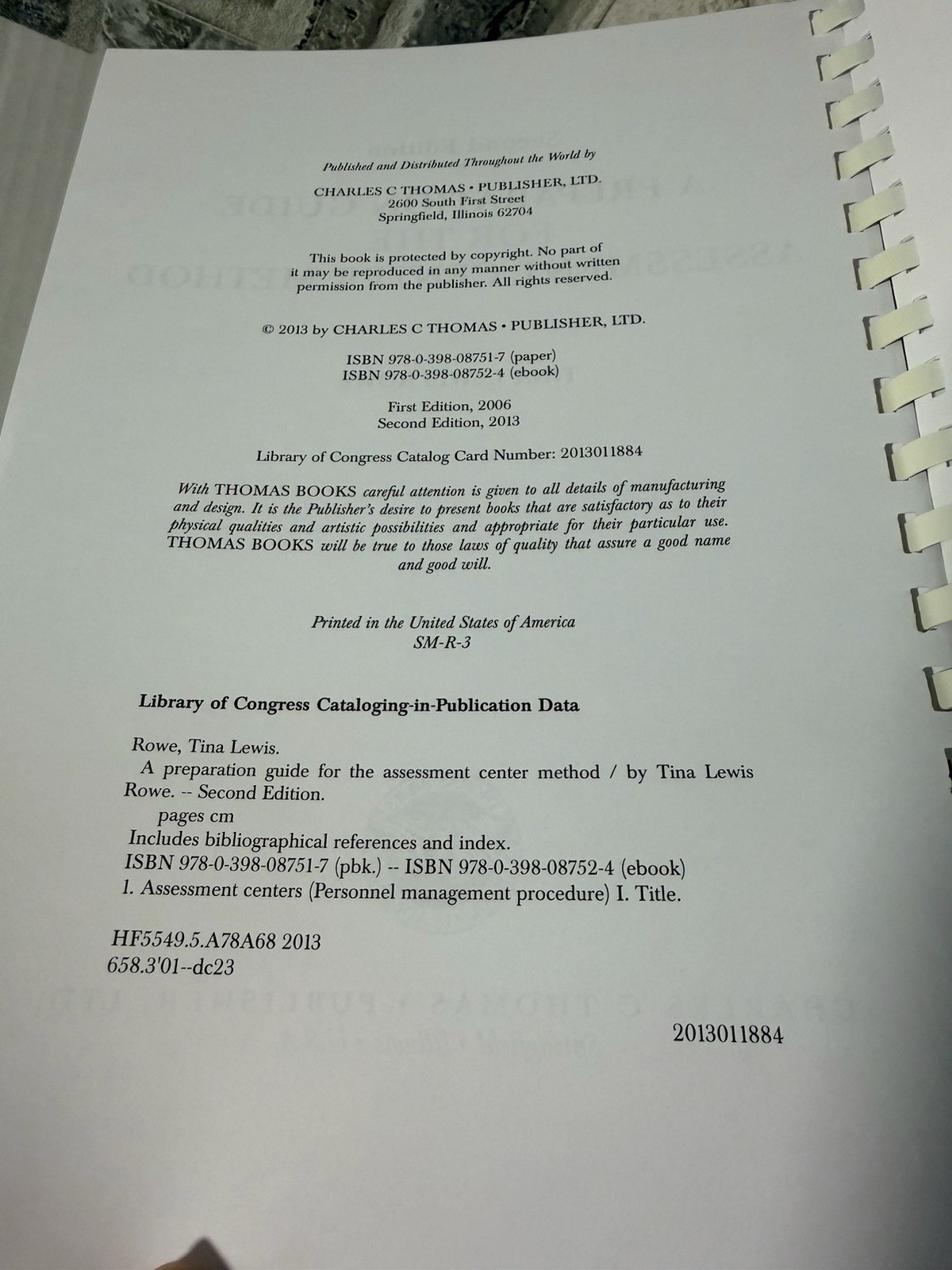 A Preparation Guide for the Assessment Center Method by Tina Lewis Rowe