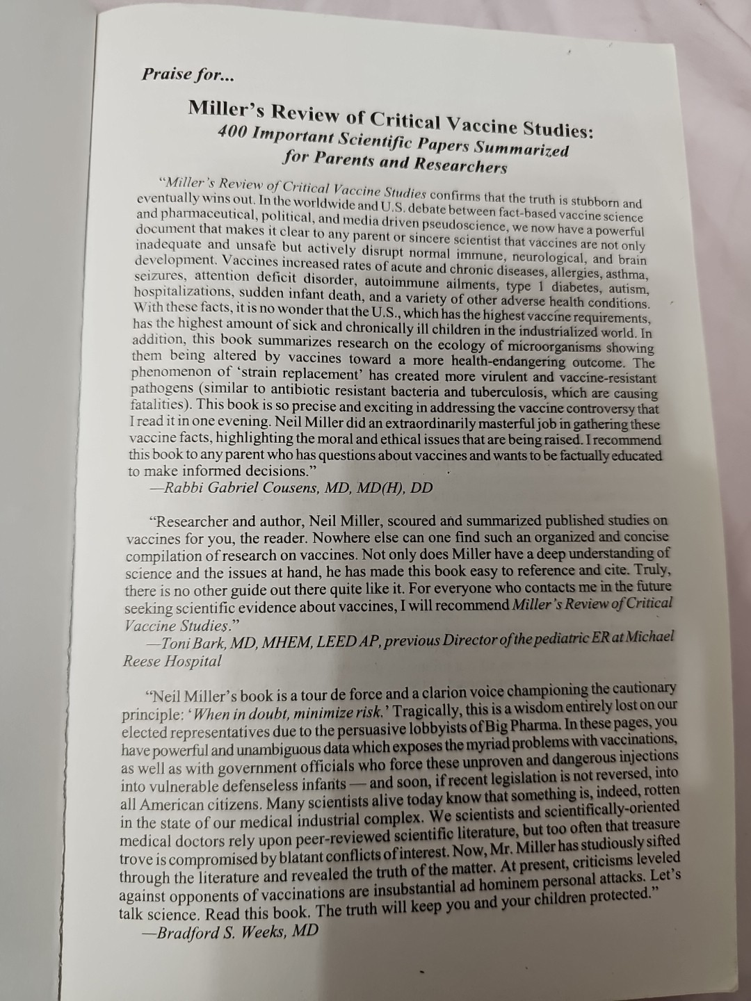 Miller’s Review of Critical Vaccine Studies : 400 Important Scientific Papers…
