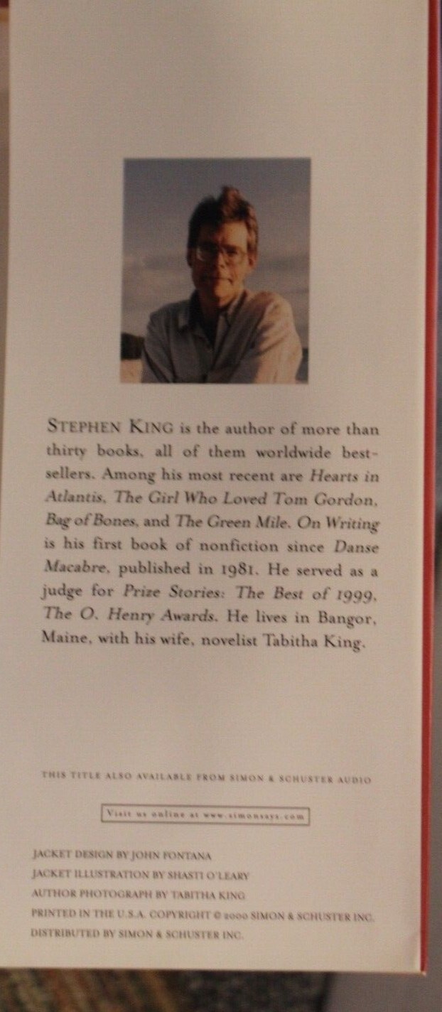 On Writing: A Memoir of the Craft by Stephen King 2nd Printing 2000 Hardback