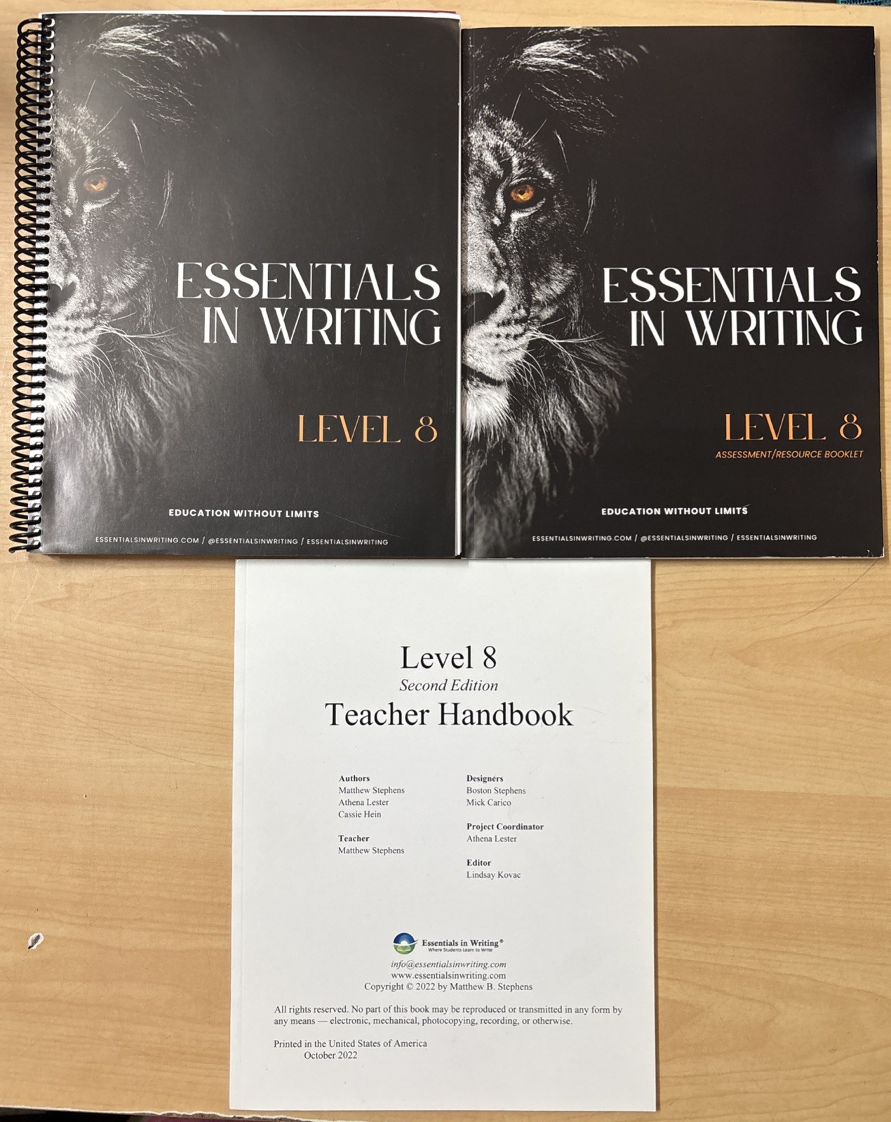Lot 3 EIW Essentials in Writing Level 8 Assessment Student Book Teacher Handbook