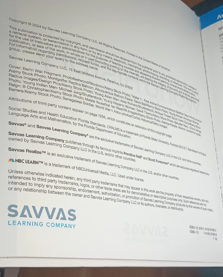 Savvas World History Interactive Florida Teacher’s Edition Hardcover Ellis Esler
