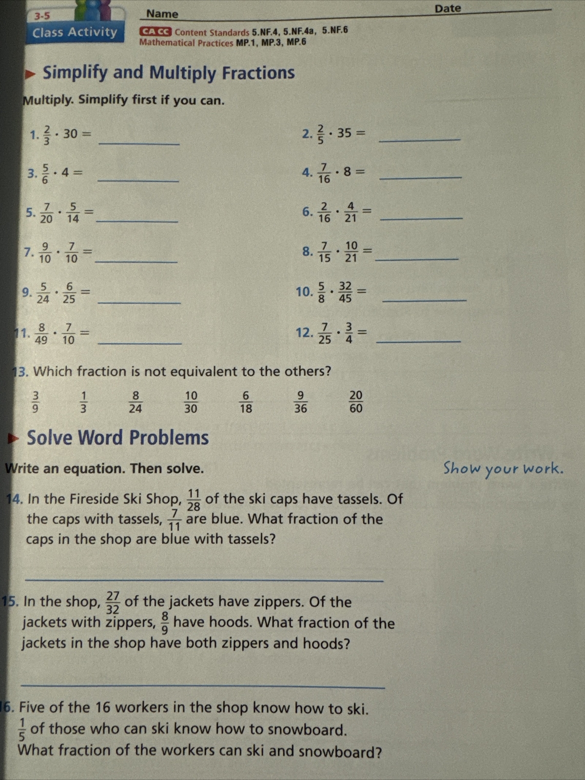 Grade 5 Volume 1, Math Expressions. Student Book.
