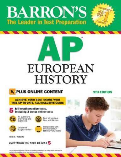 Barron’s AP European History, 9th Edition: with Bonus Online Tests – GOOD