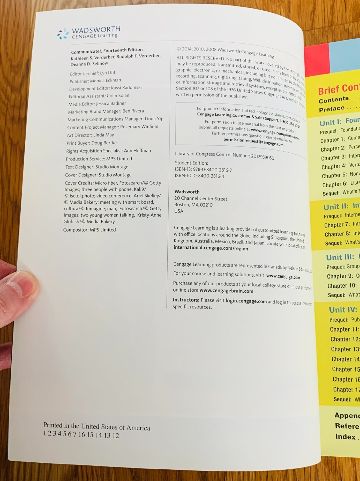 Communicate! Fourteenth Edition – Instructor’s Edition – Verderber & Sellnow