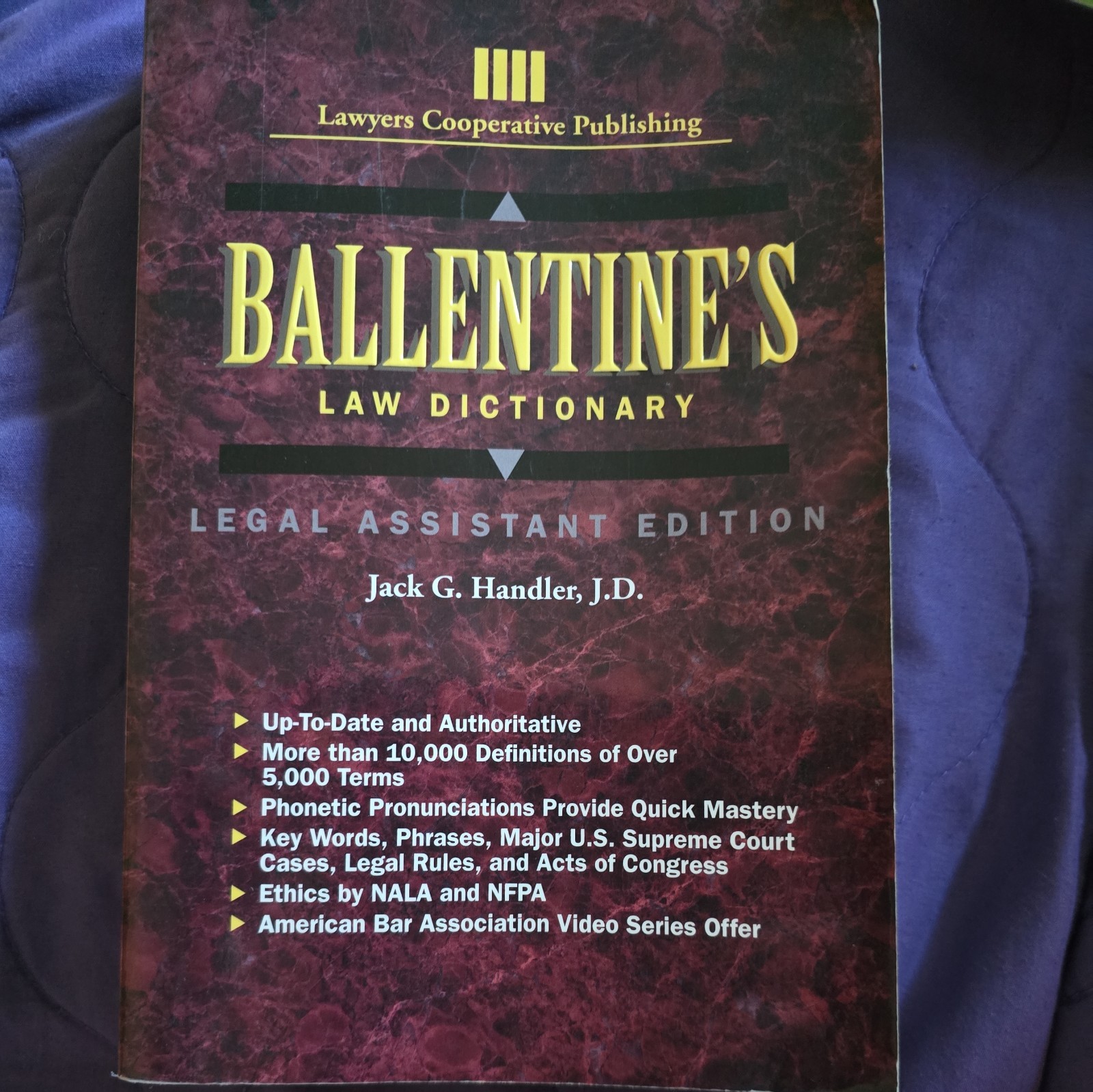 Ballentine’s Law Dictionary by Jack G. Handler (1994, Trade Paperback)