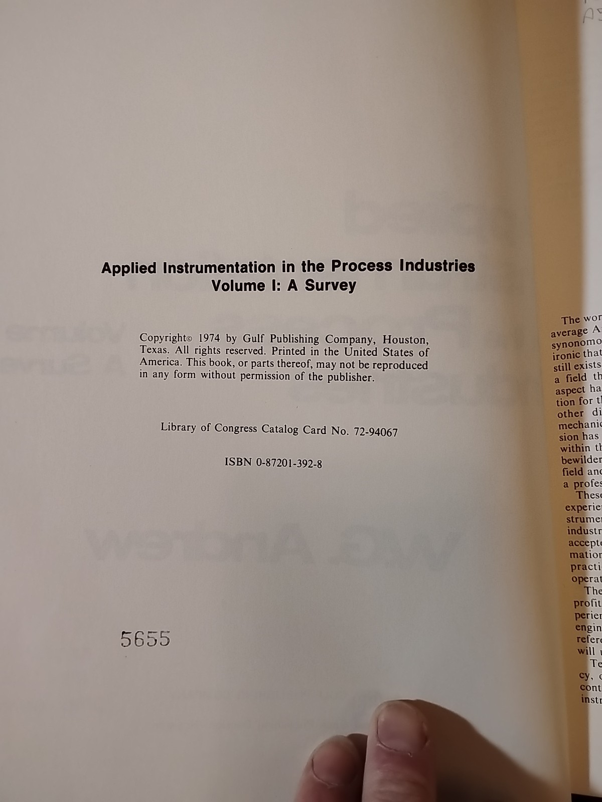 Applied Instrumentation in the Process Industries : Volume 1 A Survey