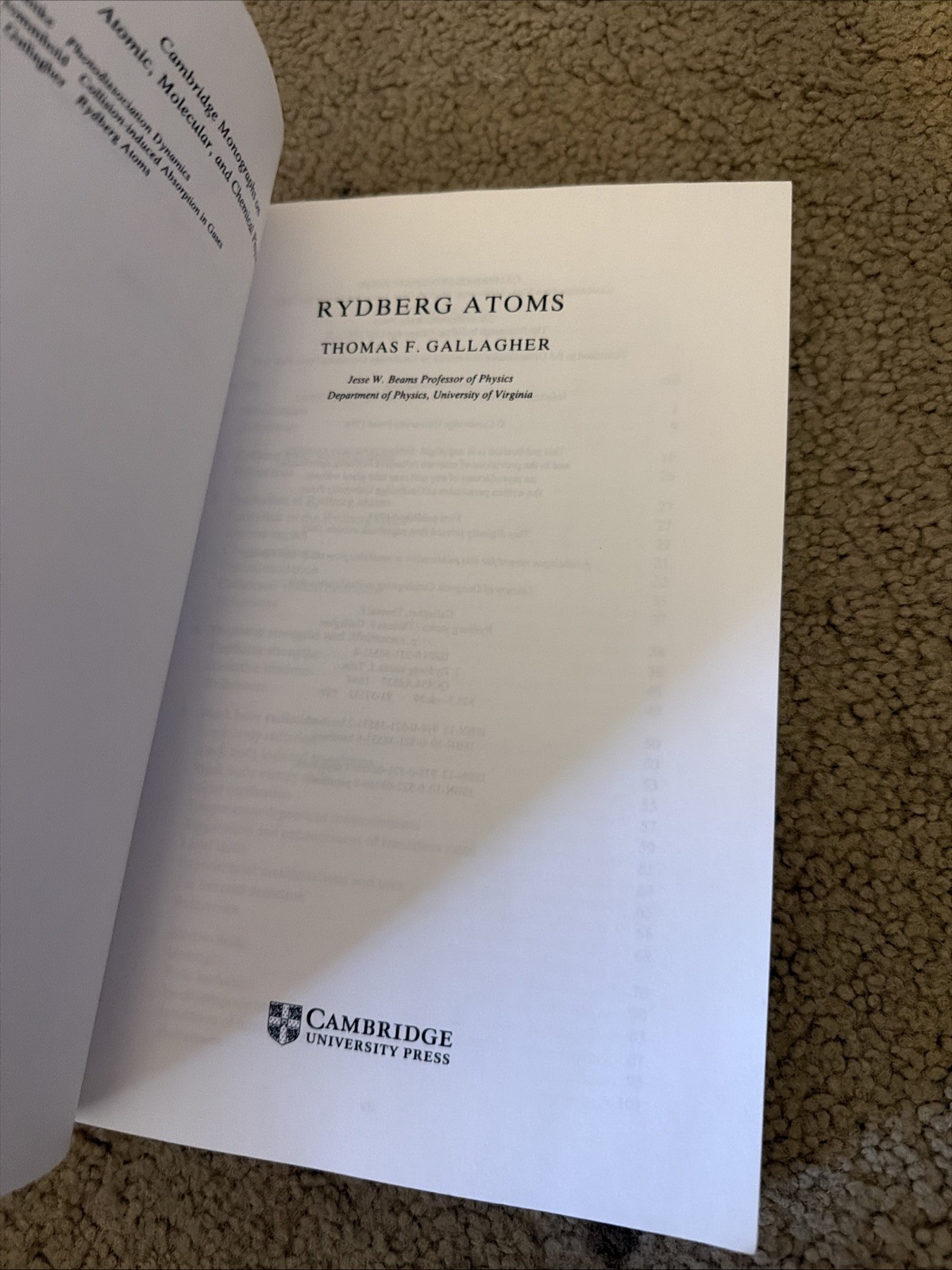 Rydberg Atoms: 3 (Cambridge Monographs On Atomic Melecular & Chemical Physics
