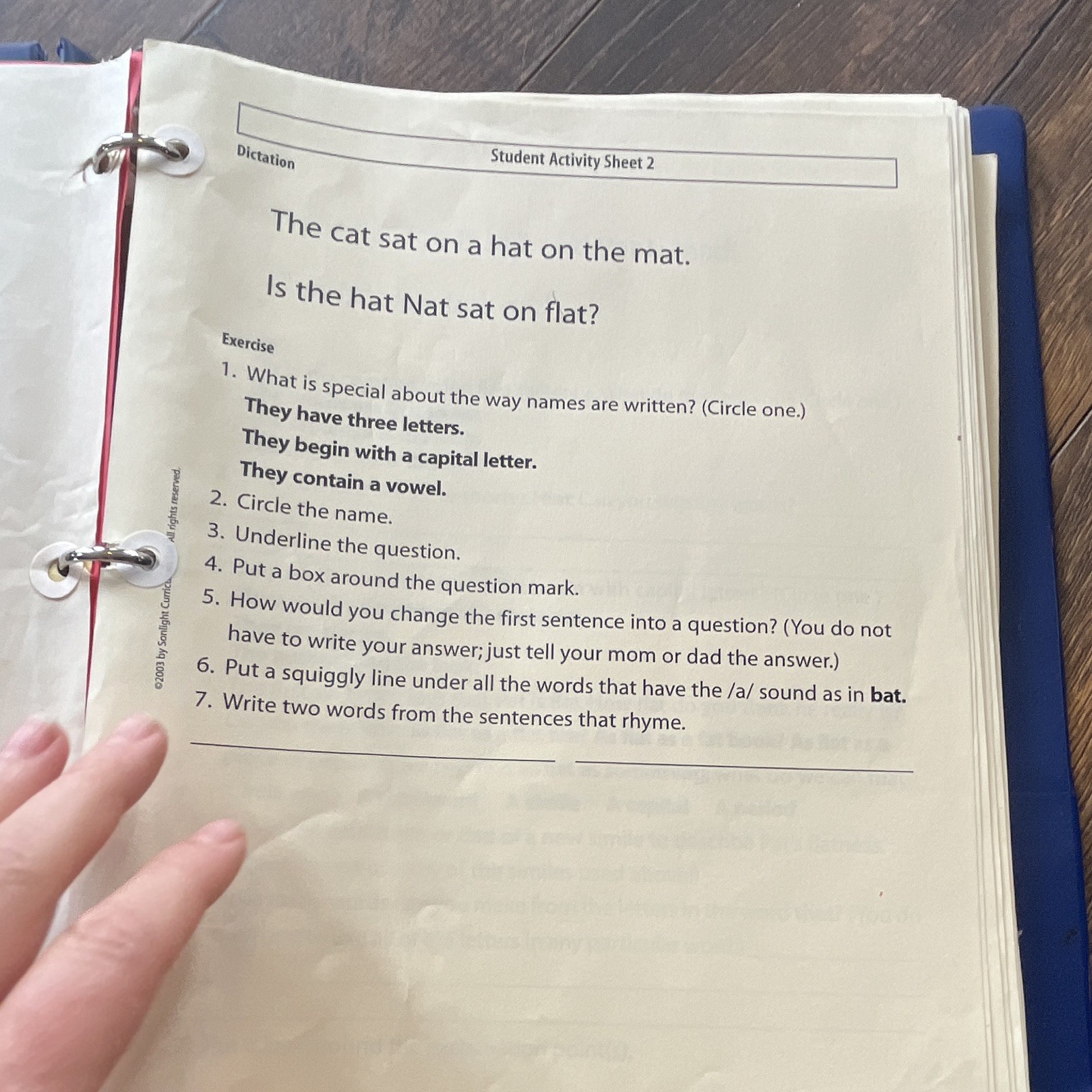 Sonlight Beginning to Read Language Arts Activity Book Ringbound Student 2003