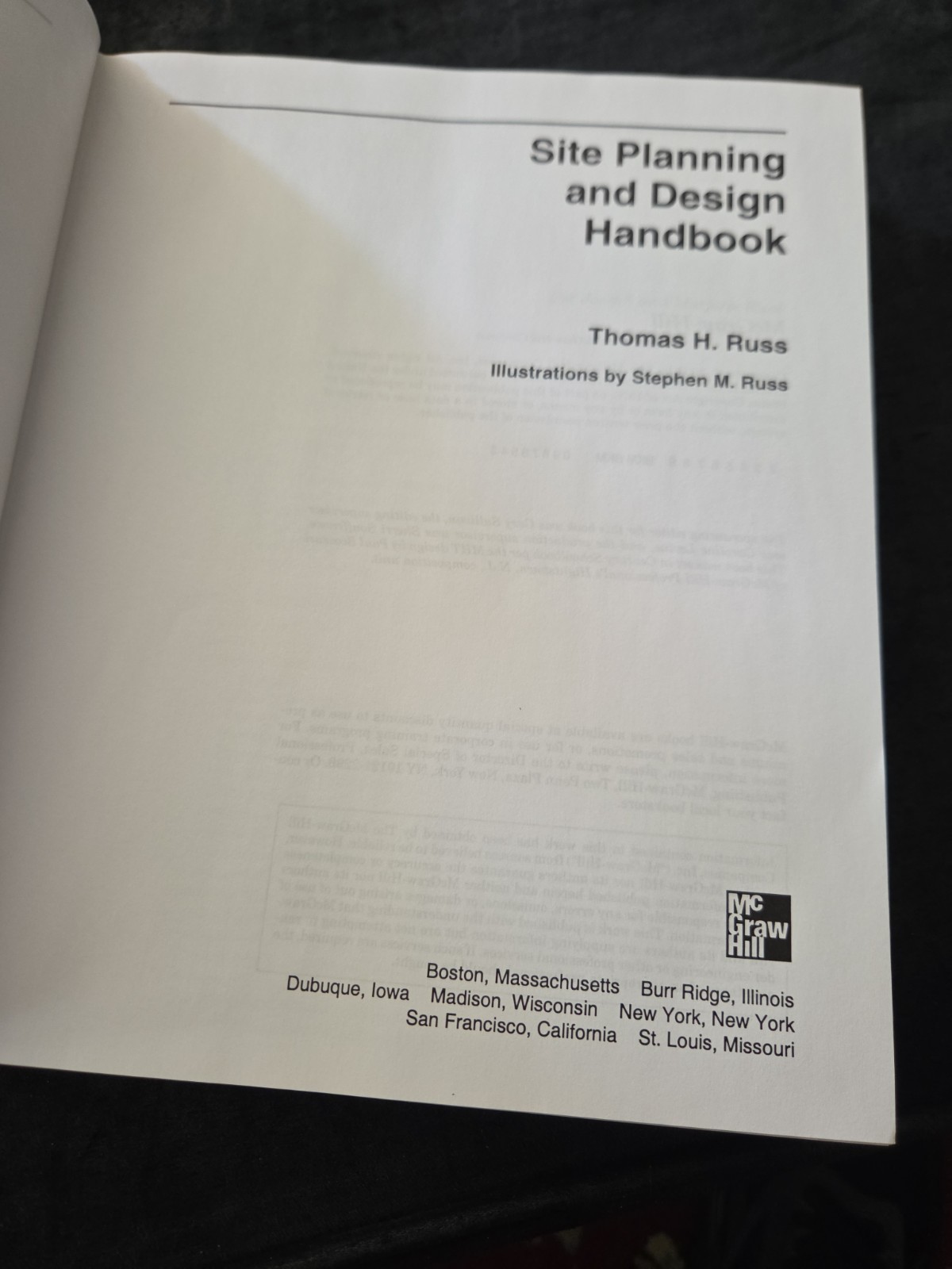 Site Planning and Design Handbook by Thomas Russ (2002, Hardcover)