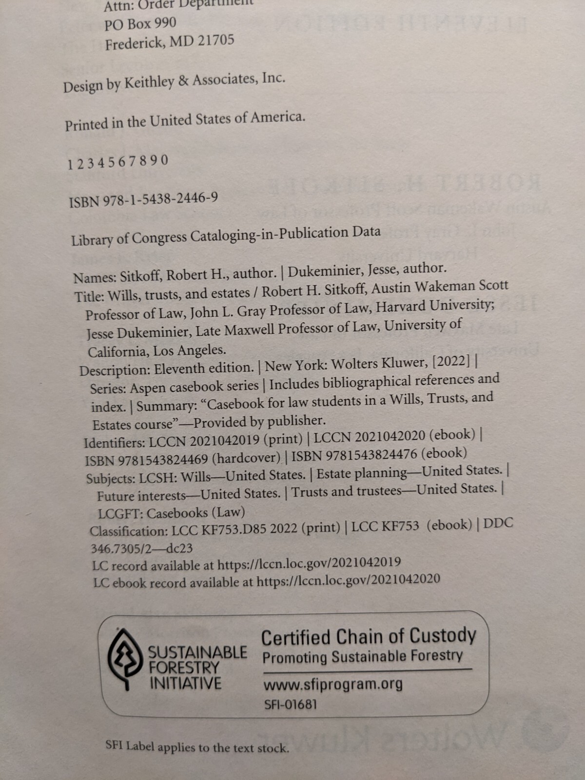 Aspen Casebook Ser.: Wills, Trusts, and Estates, Eleventh Edition : Sitkoff, Duk
