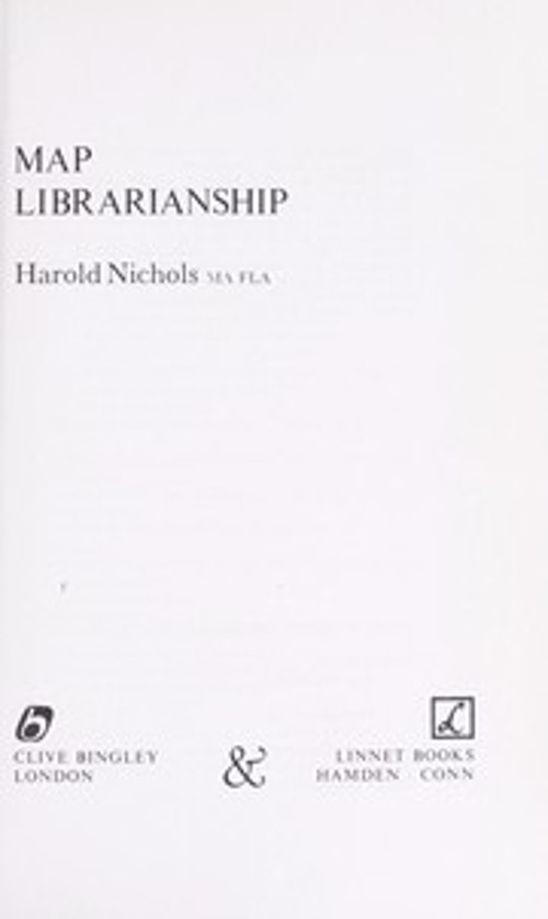 Map Librarianship Hardcover Harold Nichols