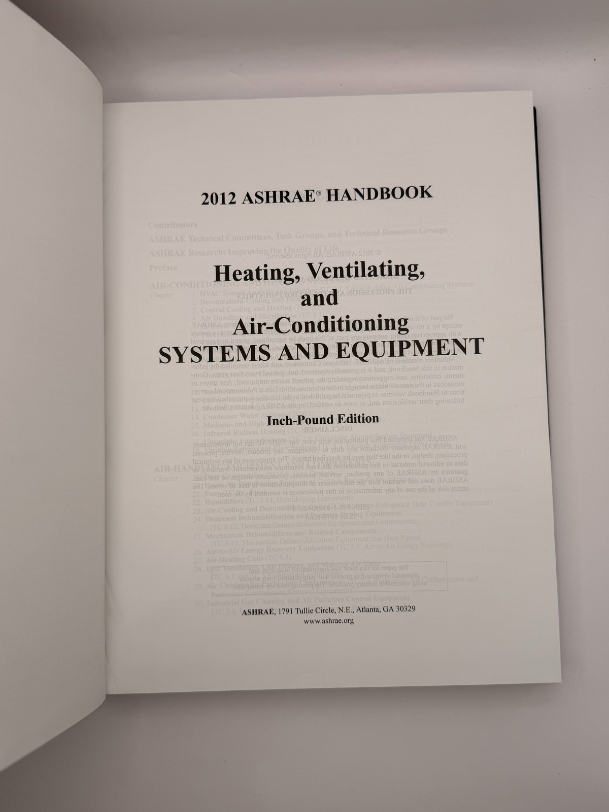 2012 ASHRAE Handbook HVAC Systems and Equipment I-P Edition Hardcover w/CD