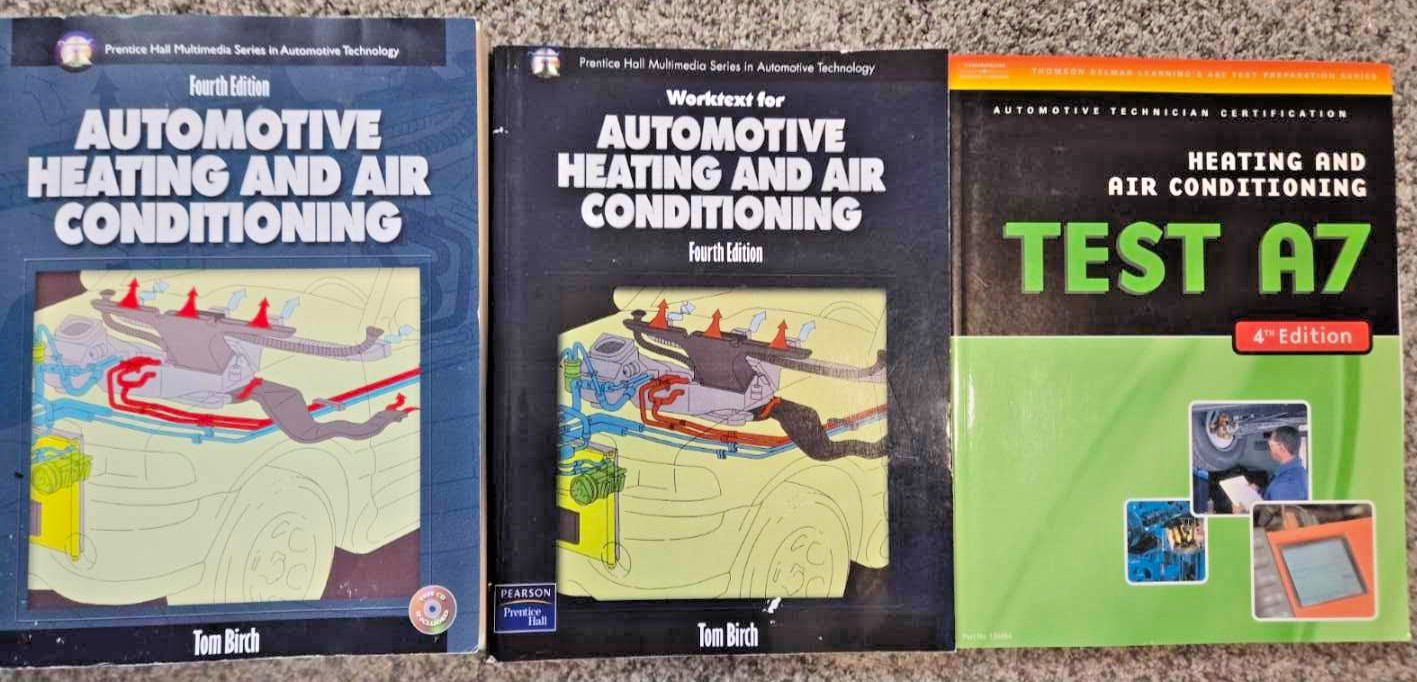 3 Bk Set Automotive Heating & Air Conditioning Textbook, Worktext book, Test A7