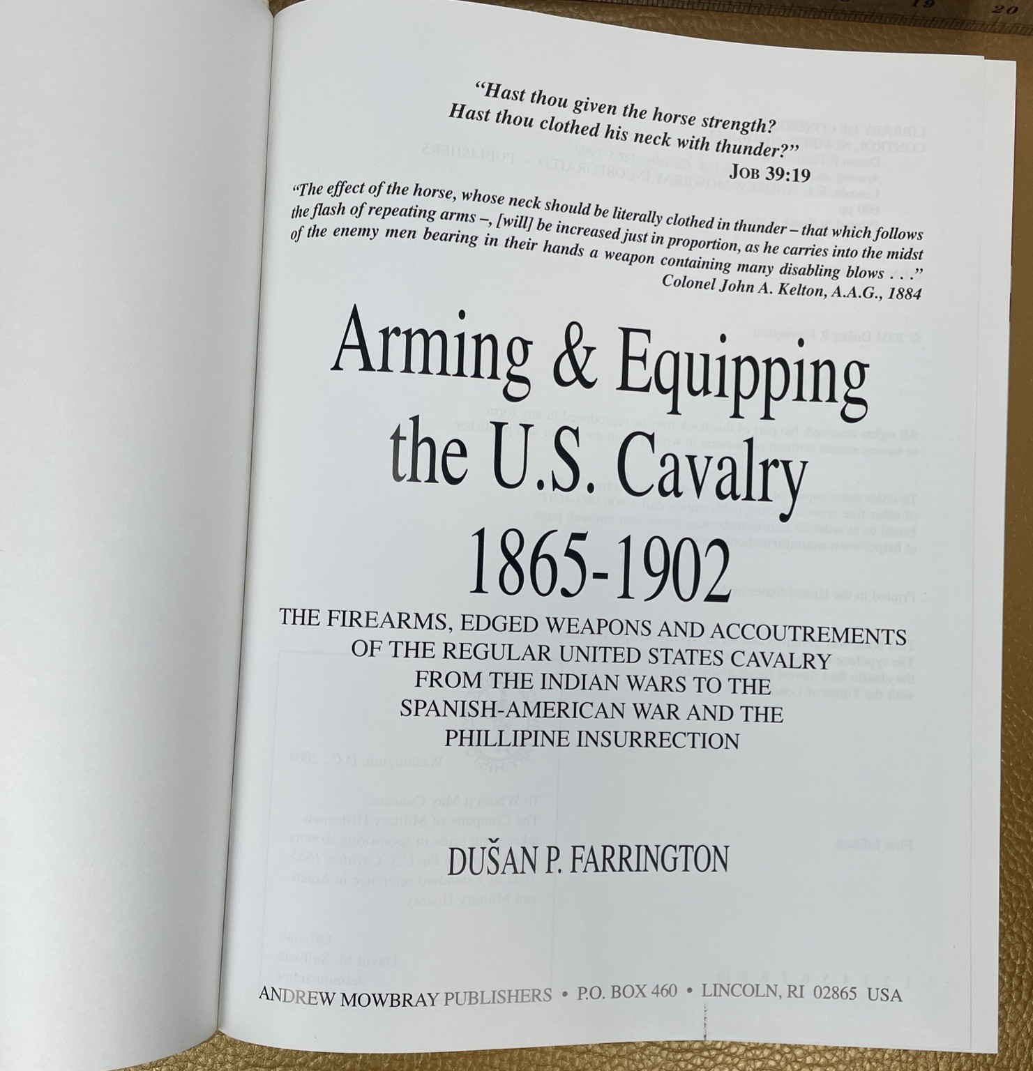 Arming & Equipping The United States Cavalry 1865-1902 Mowbray 2004 HC DJ 1st ED