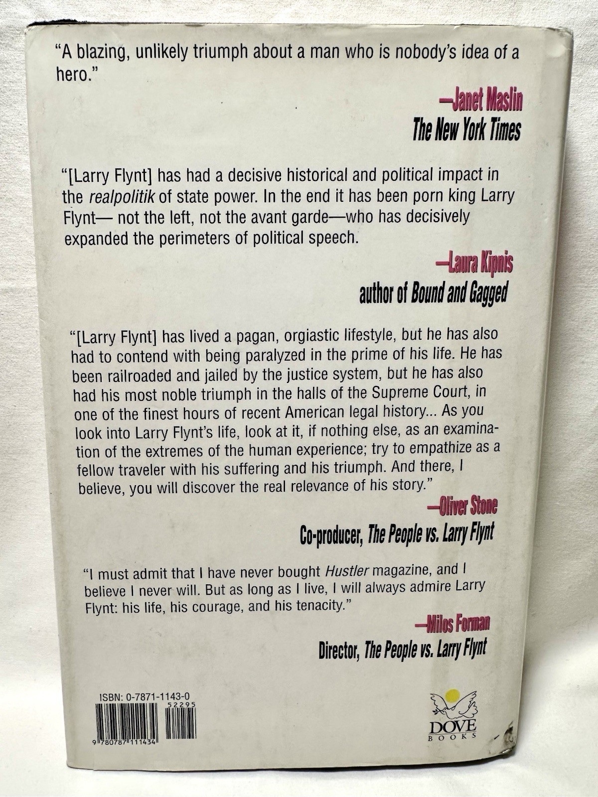 SIGNED Book LARRY FLYNT An Unseemly Man 1st Edition/ 1st Printing